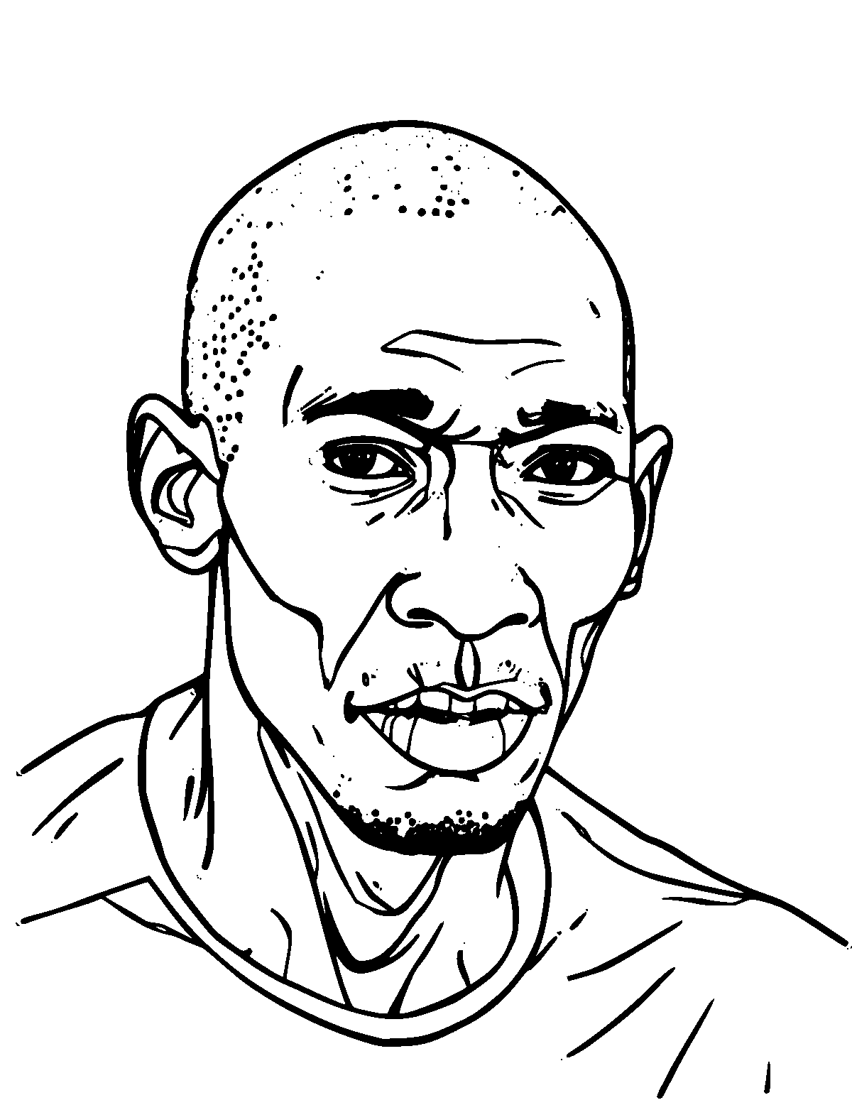 Line-art coloring page of Eliud Kipchoge, medium outlines, centered