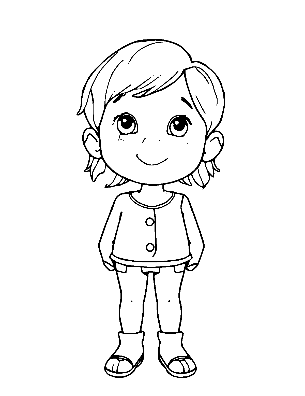 Line-art coloring page of Ellen Ochoa, medium outlines, centered