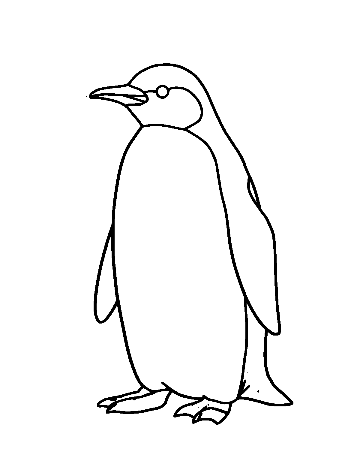 Line-art coloring page of Emperor Penguin, thick outlines, centered