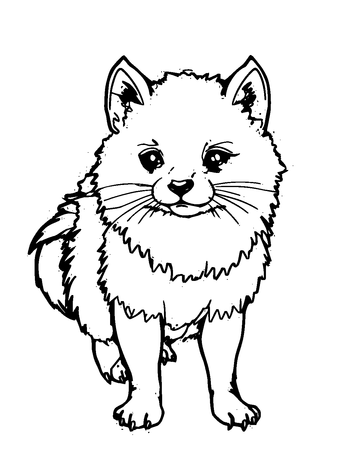 Line-art coloring page of Ermine, medium outlines, centered