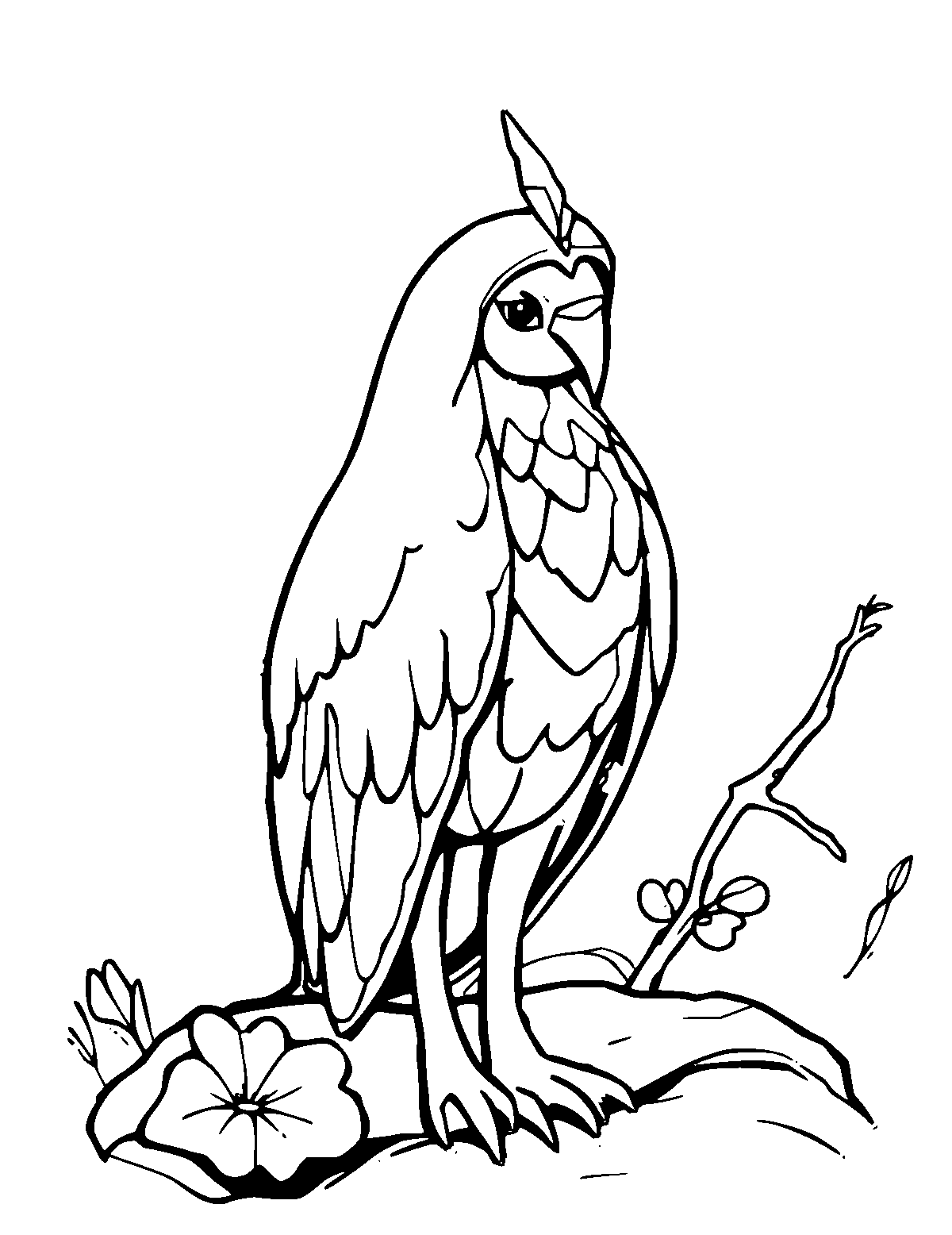 Line-art coloring page of Fairuz, medium outlines, centered