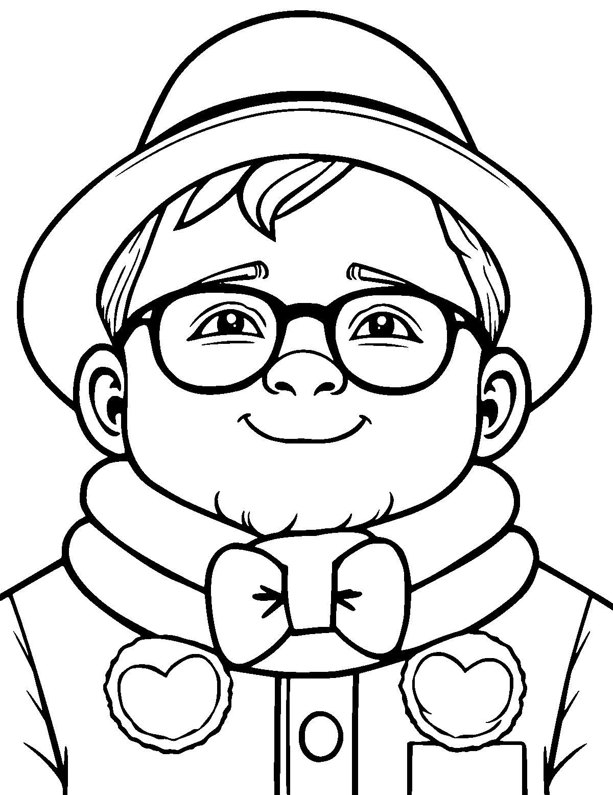 Line-art coloring page of Father's Day, thick outlines, centered