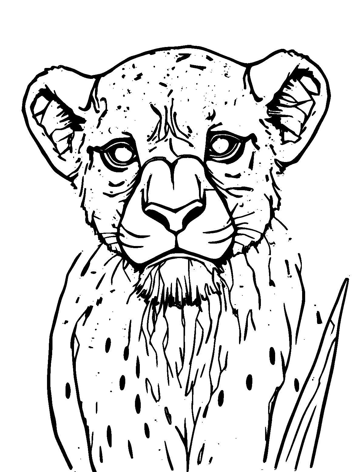 Line-art coloring page of Fela Kuti, medium outlines, centered