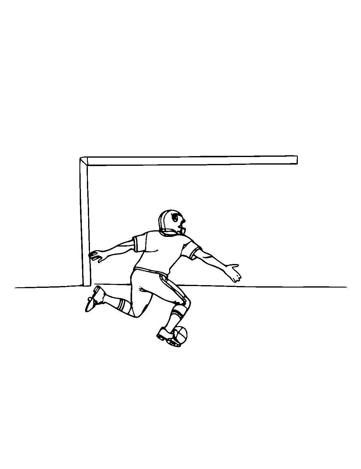 Line-art coloring page of Field Goal, medium outlines, centered