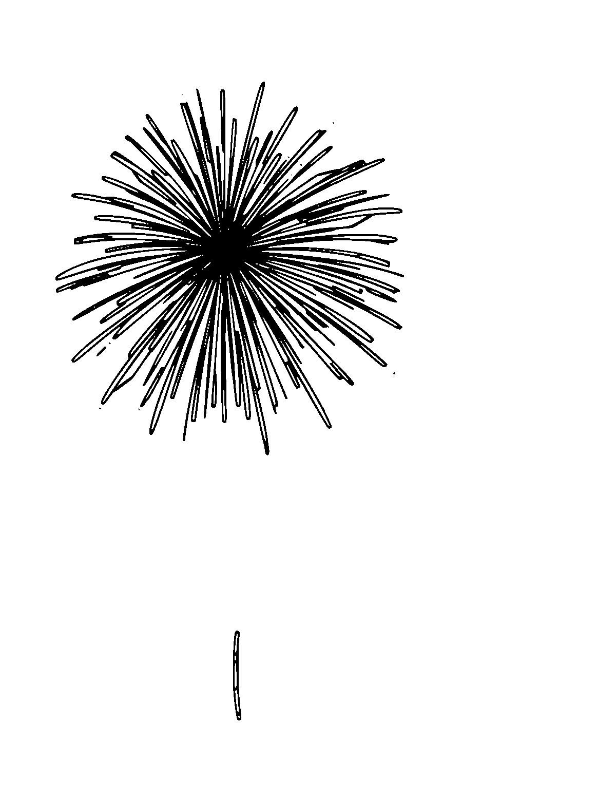 Line-art coloring page of Fireworks, medium outlines, centered