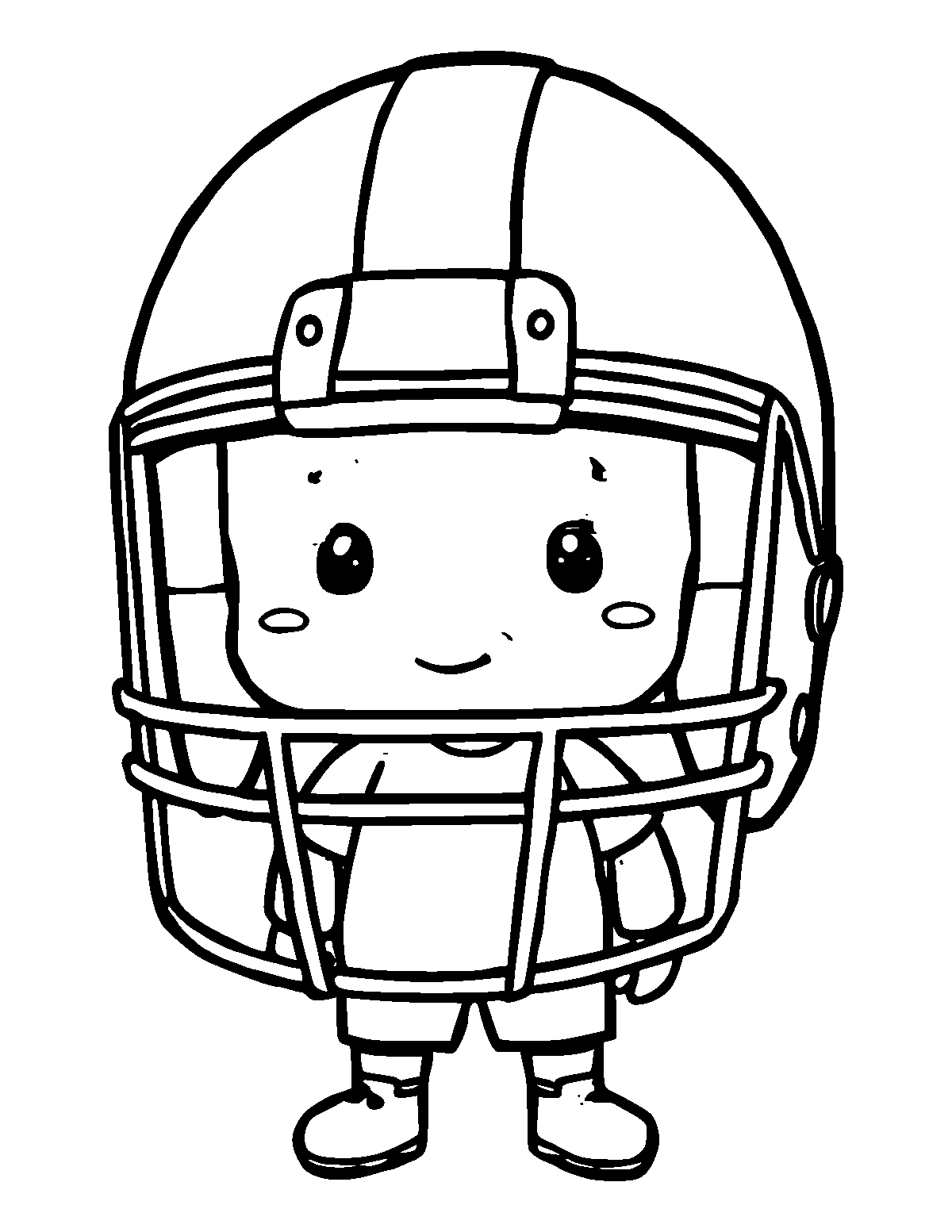 Line-art coloring page of Football Helmet, thick outlines, centered