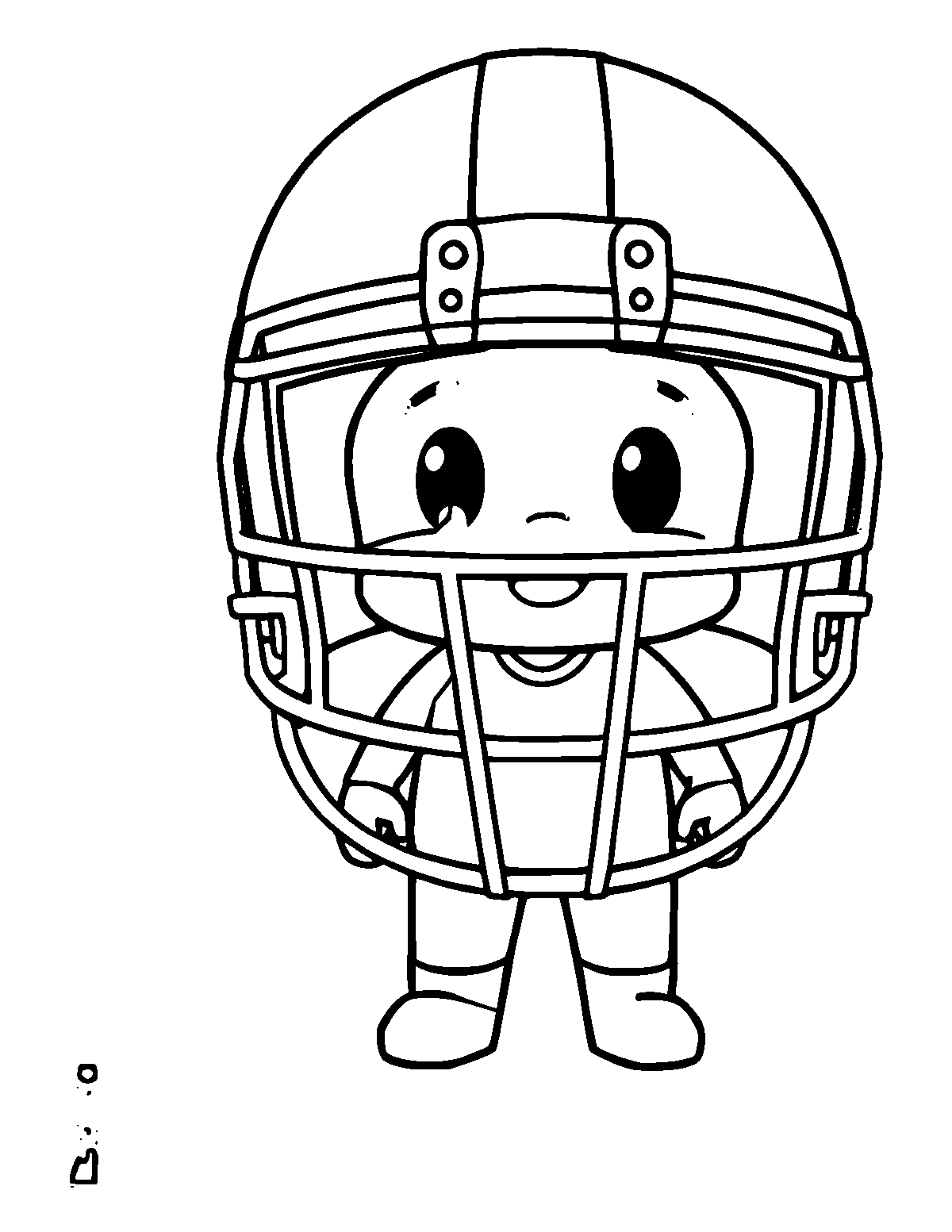 Line-art coloring page of Football Helmet, medium outlines, centered