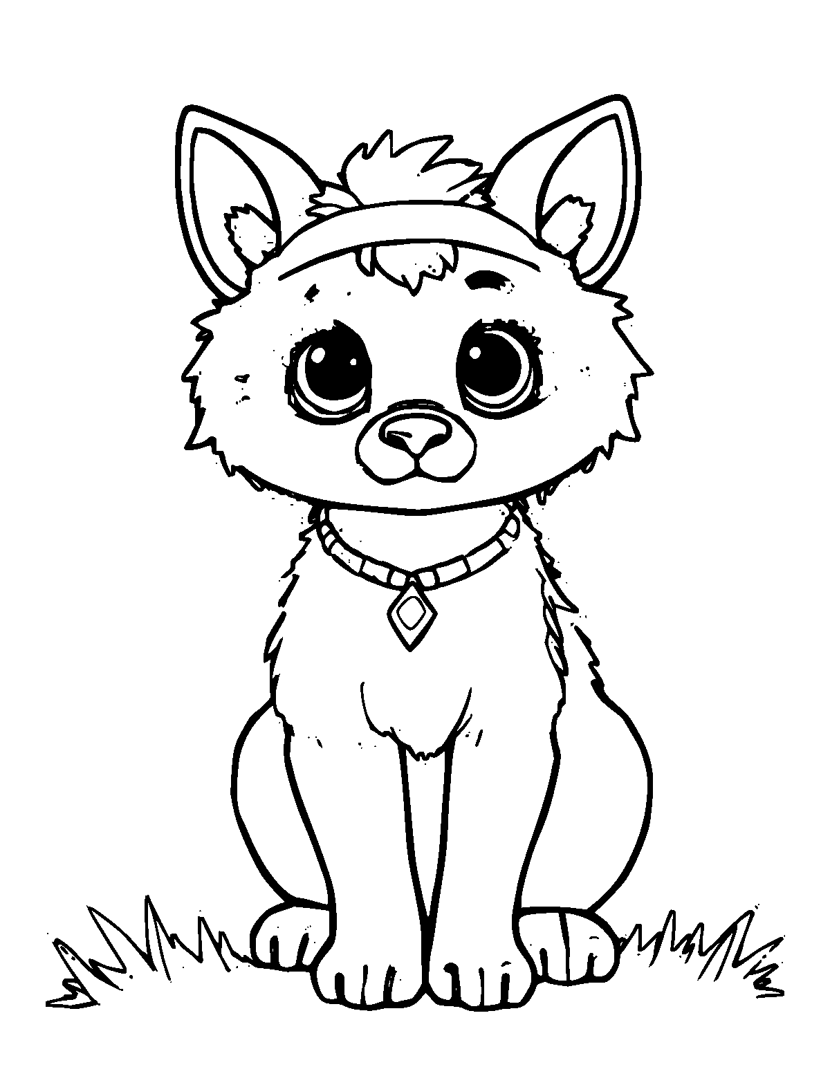 Line-art coloring page of Freya, medium outlines, centered