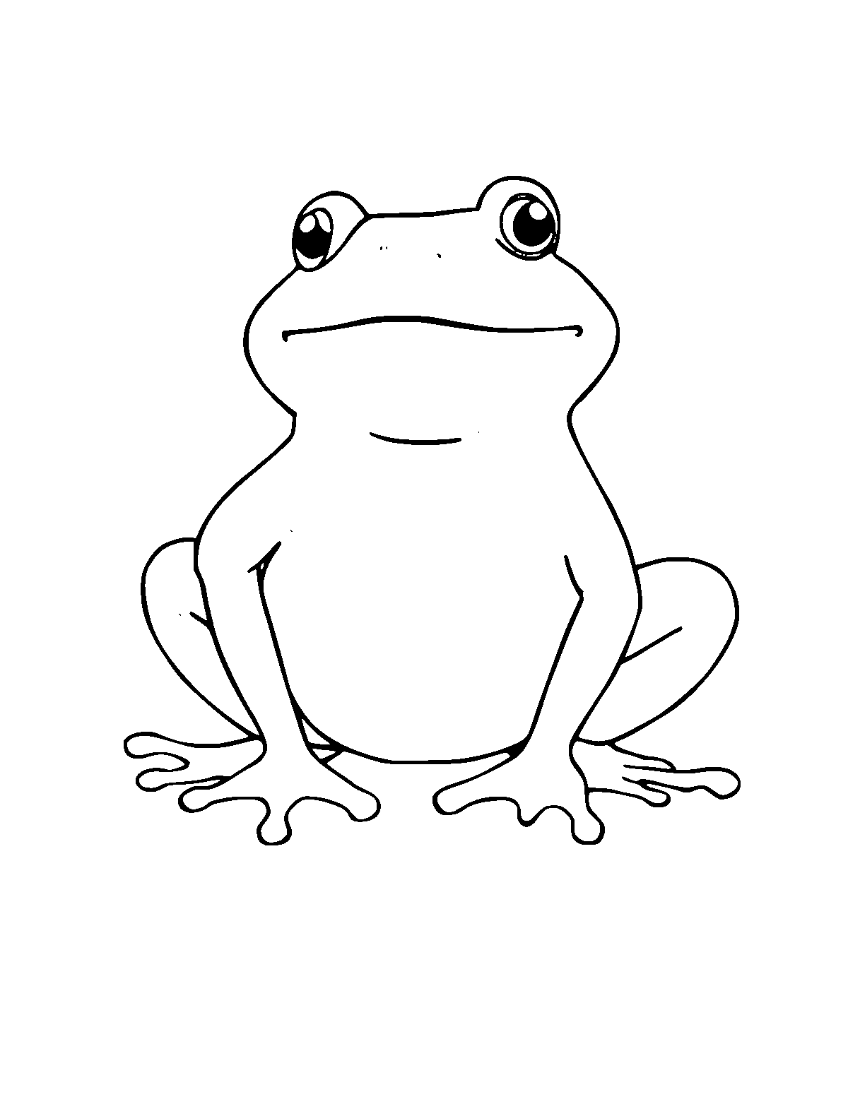 Line-art coloring page of Frog, medium outlines, centered