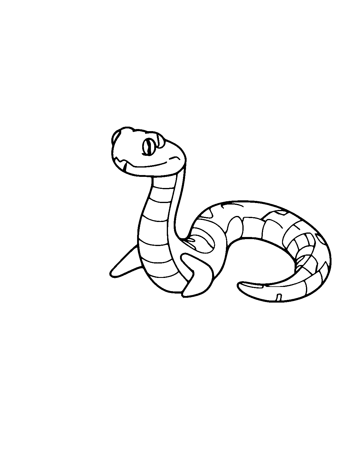 Line-art coloring page of Garter Snake, medium outlines, centered