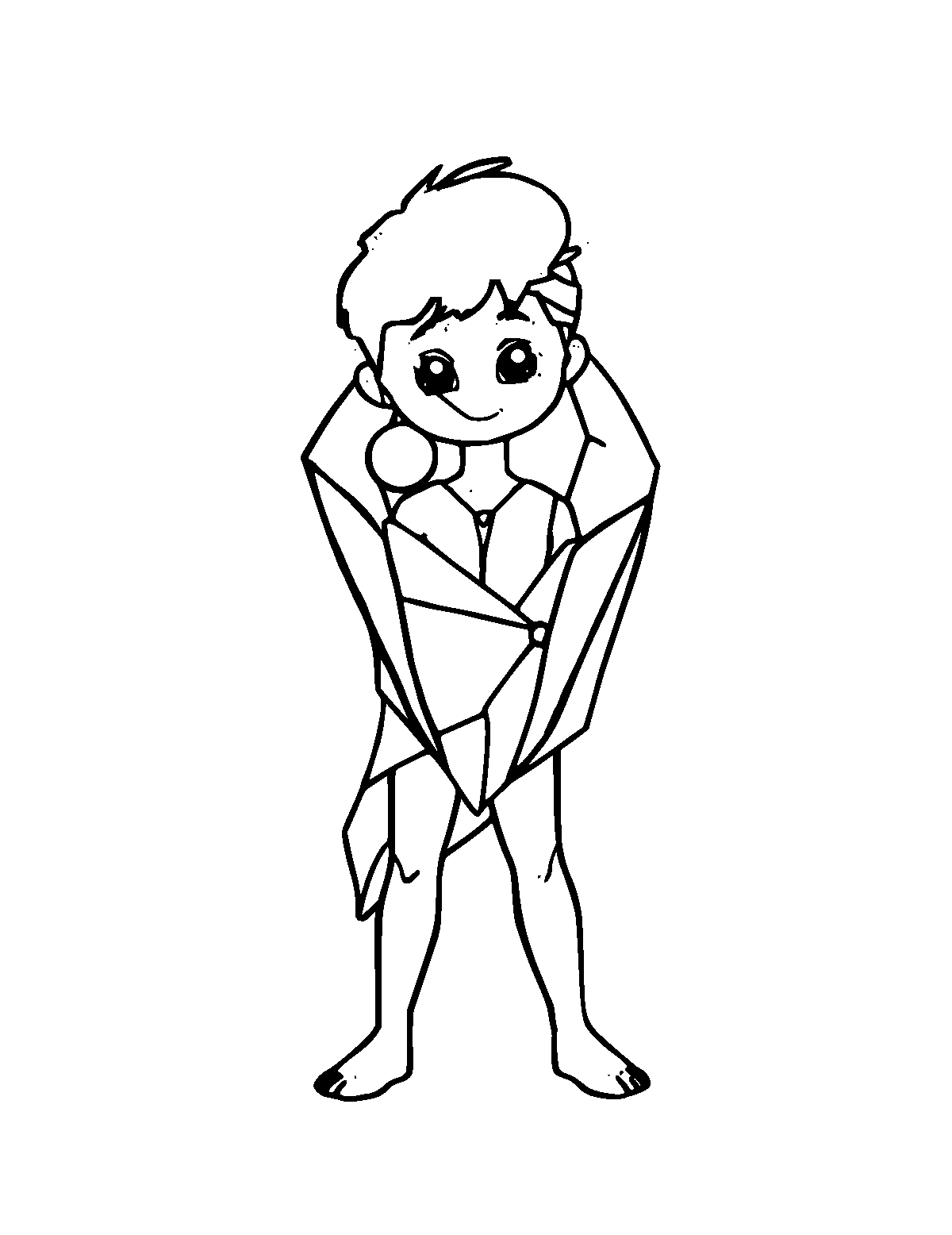 Line-art coloring page of Gemstone, medium outlines, centered