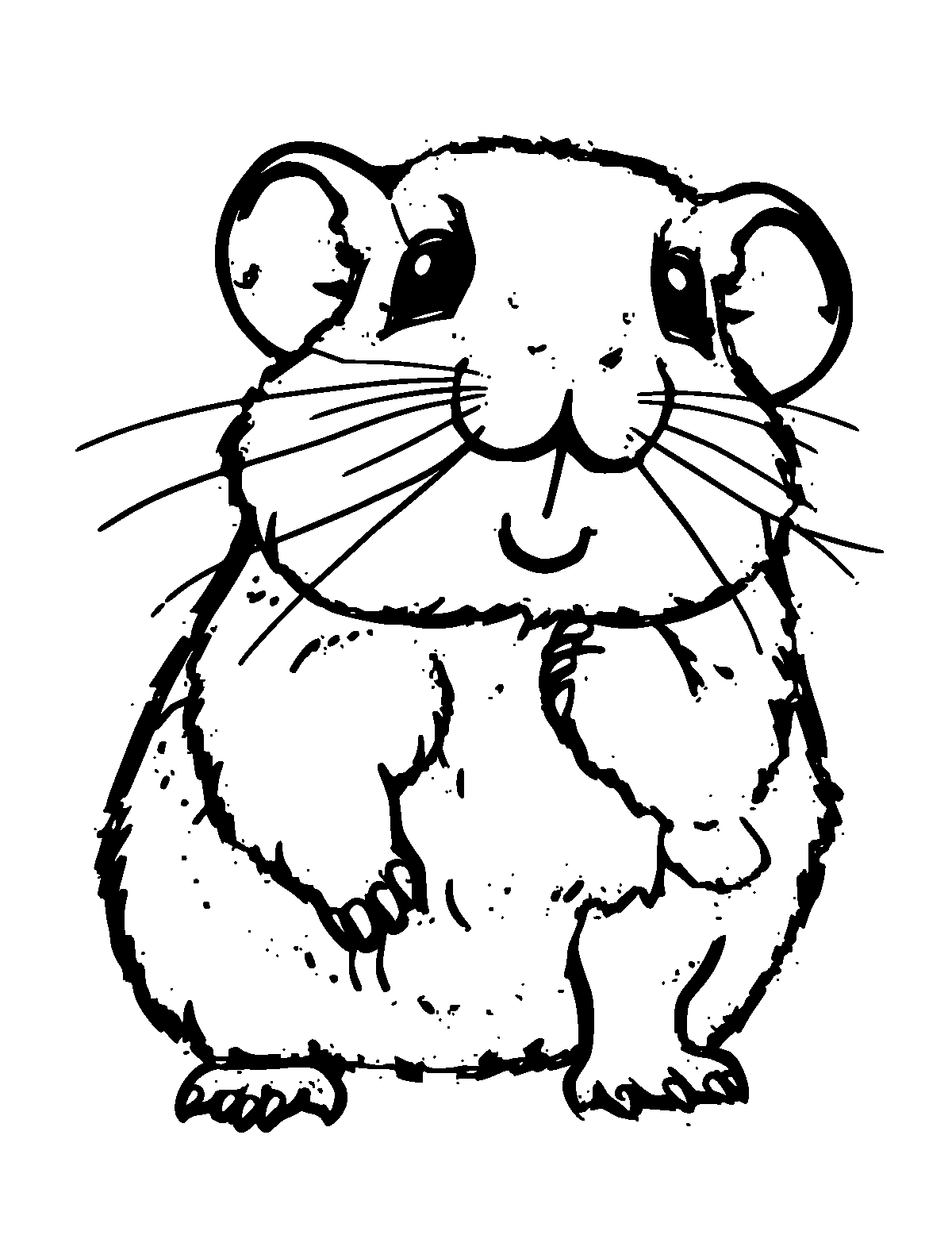 Line-art coloring page of Gerbil, thick outlines, centered