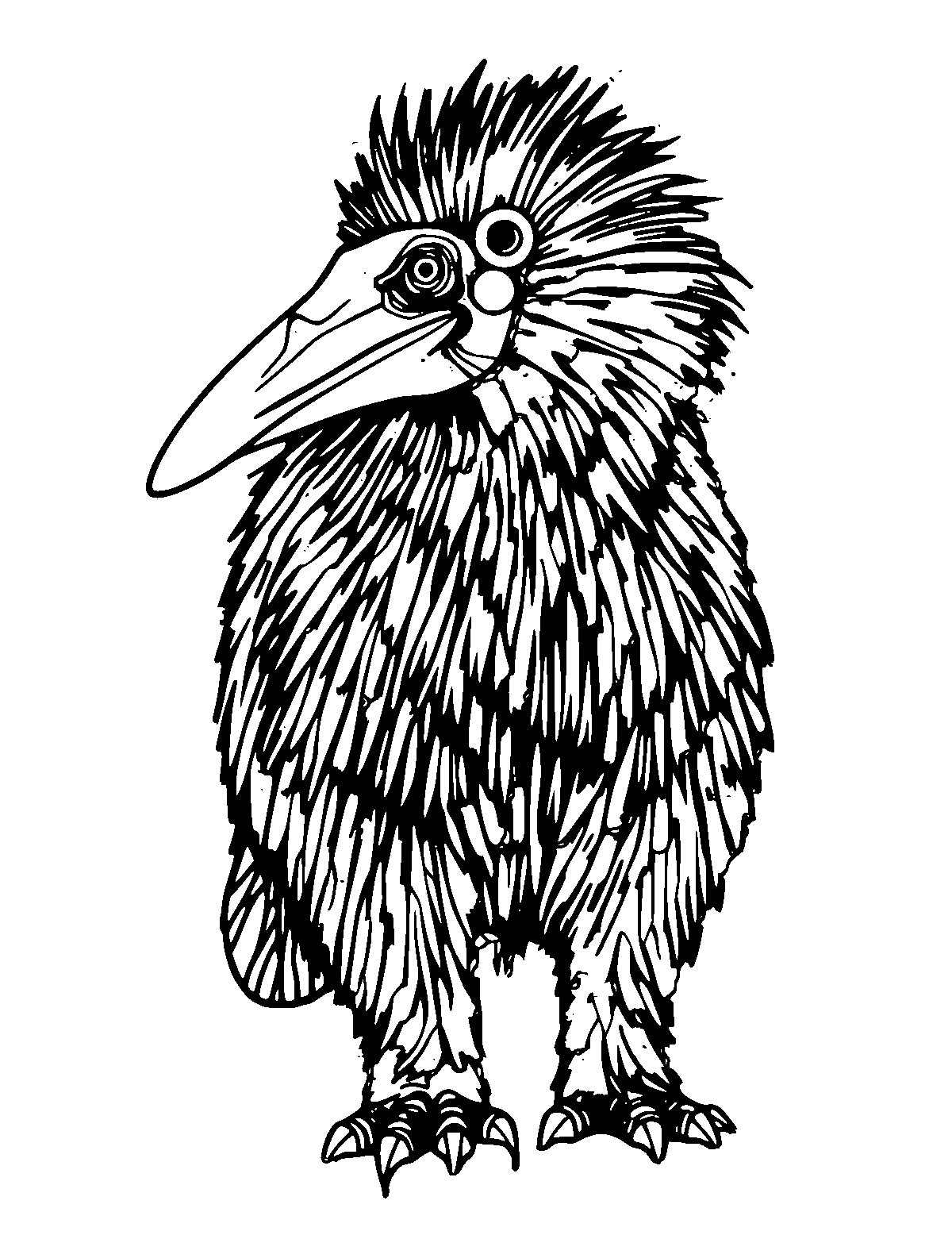 Line-art coloring page of Giant Anteater, medium outlines, centered