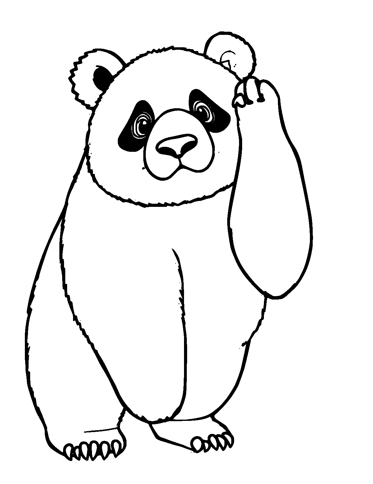 Line-art coloring page of Giant Panda, thick outlines, centered