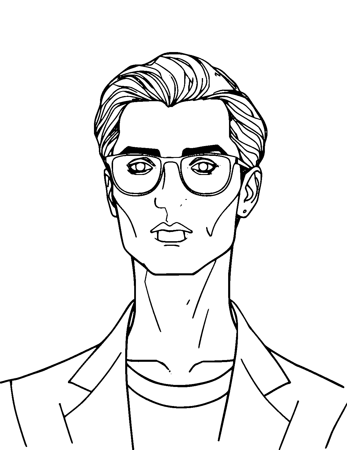 Line-art coloring page of Giorgio Armani, medium outlines, centered