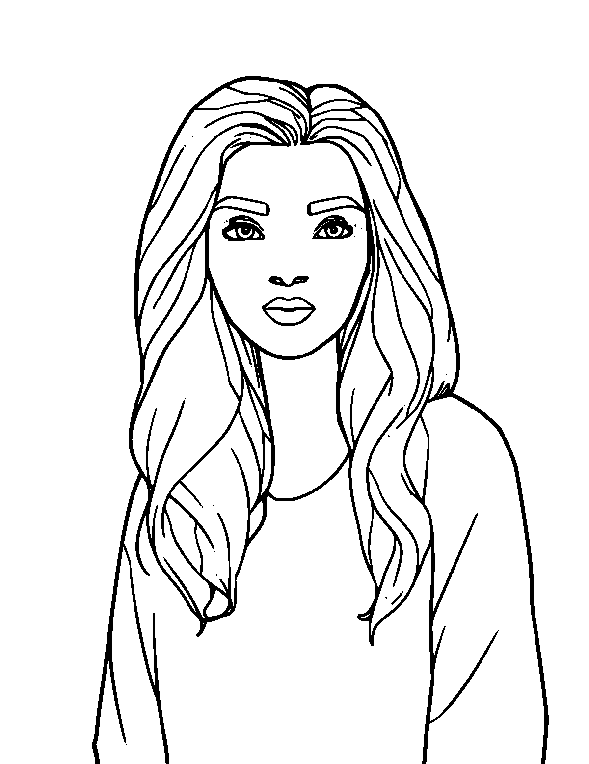 Line-art coloring page of Golda Meir, medium outlines, centered