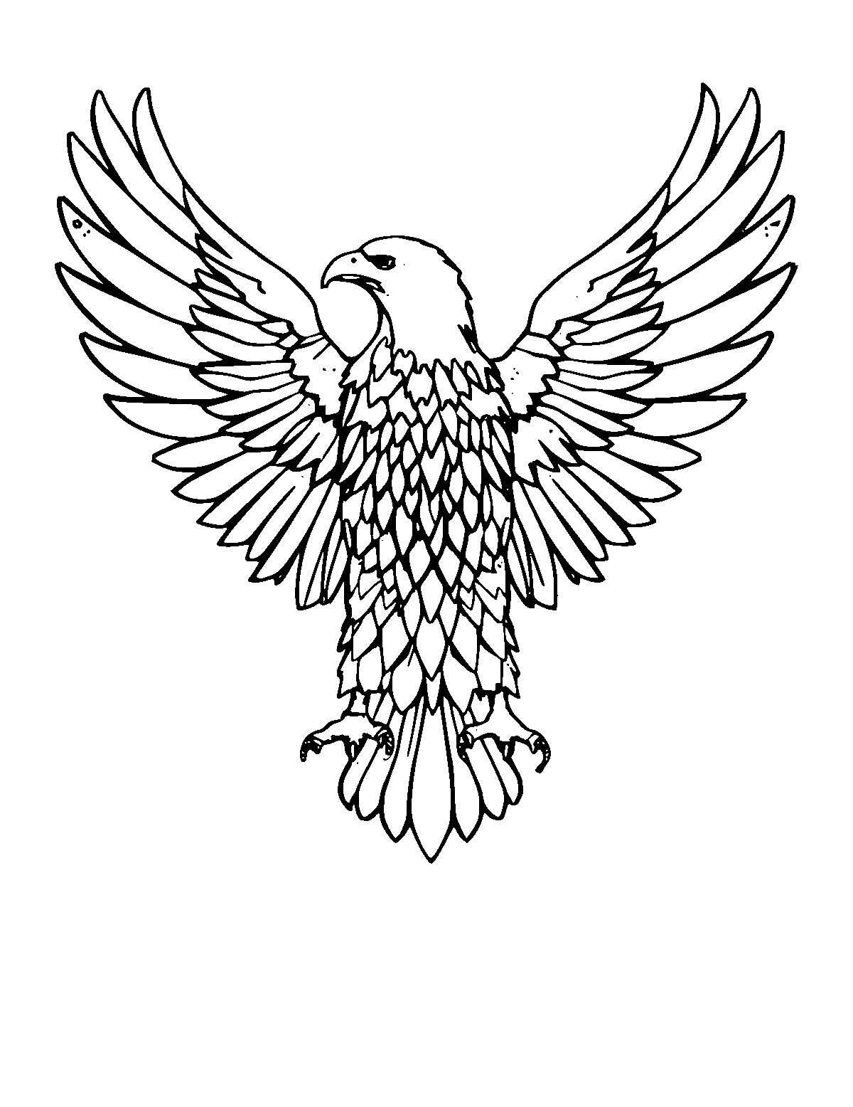 Line-art coloring page of Golden Eagle, medium outlines, centered