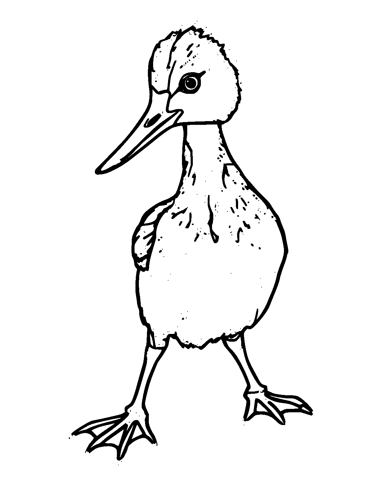 Line-art coloring page of Gosling, thick outlines, centered