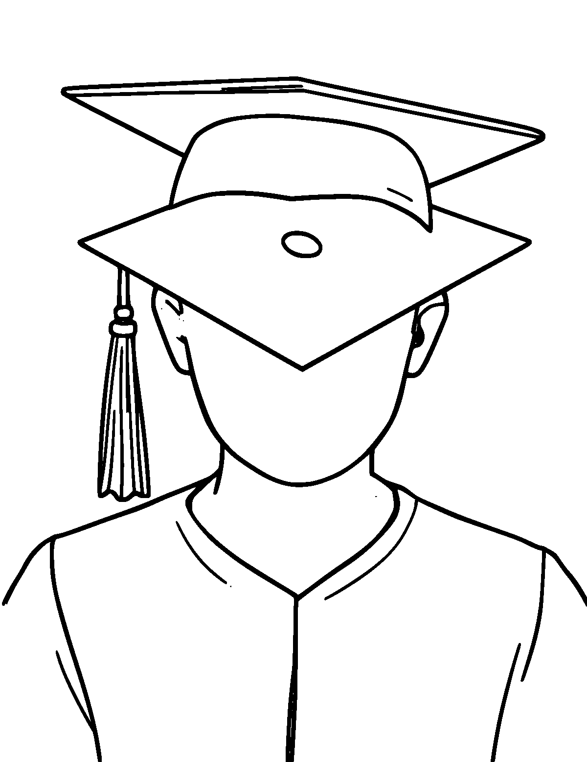 Line-art coloring page of Graduation, medium outlines, centered