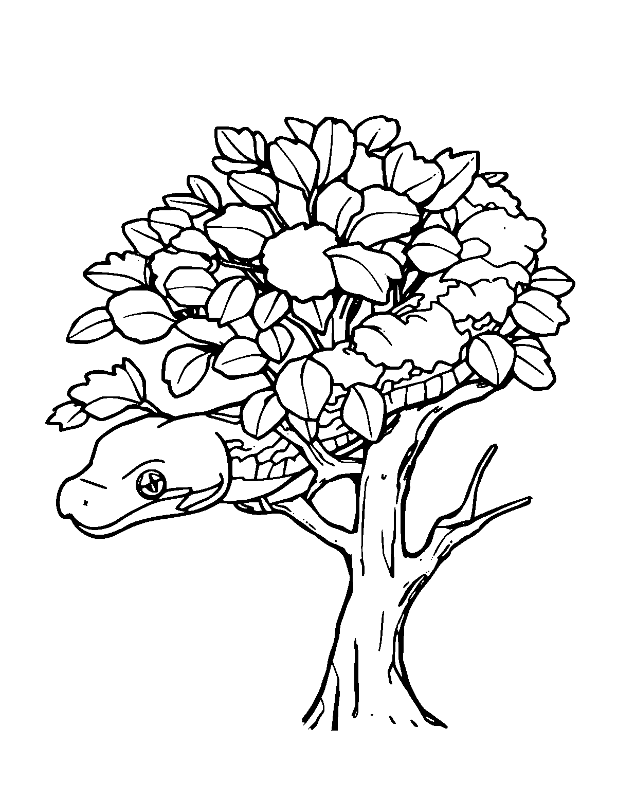 Line-art coloring page of Green Tree Python, medium outlines, centered