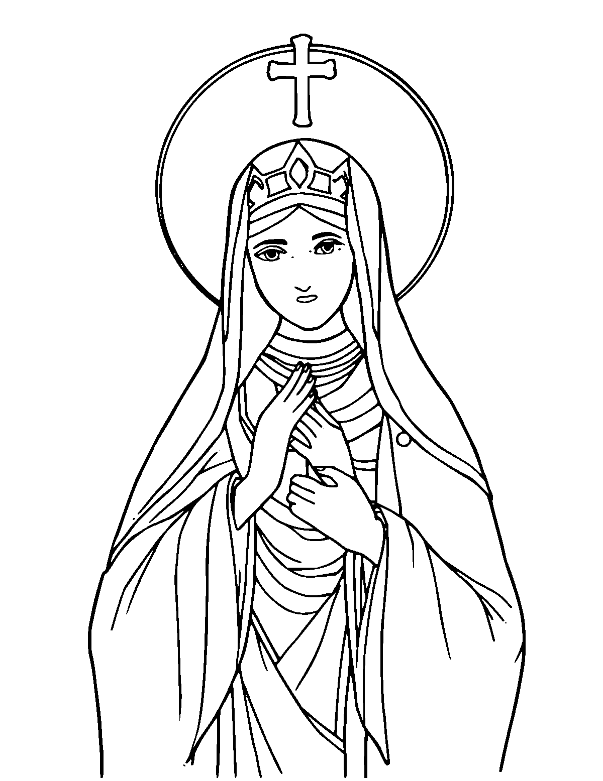 Line-art coloring page of Hagia Sophia, medium outlines, centered