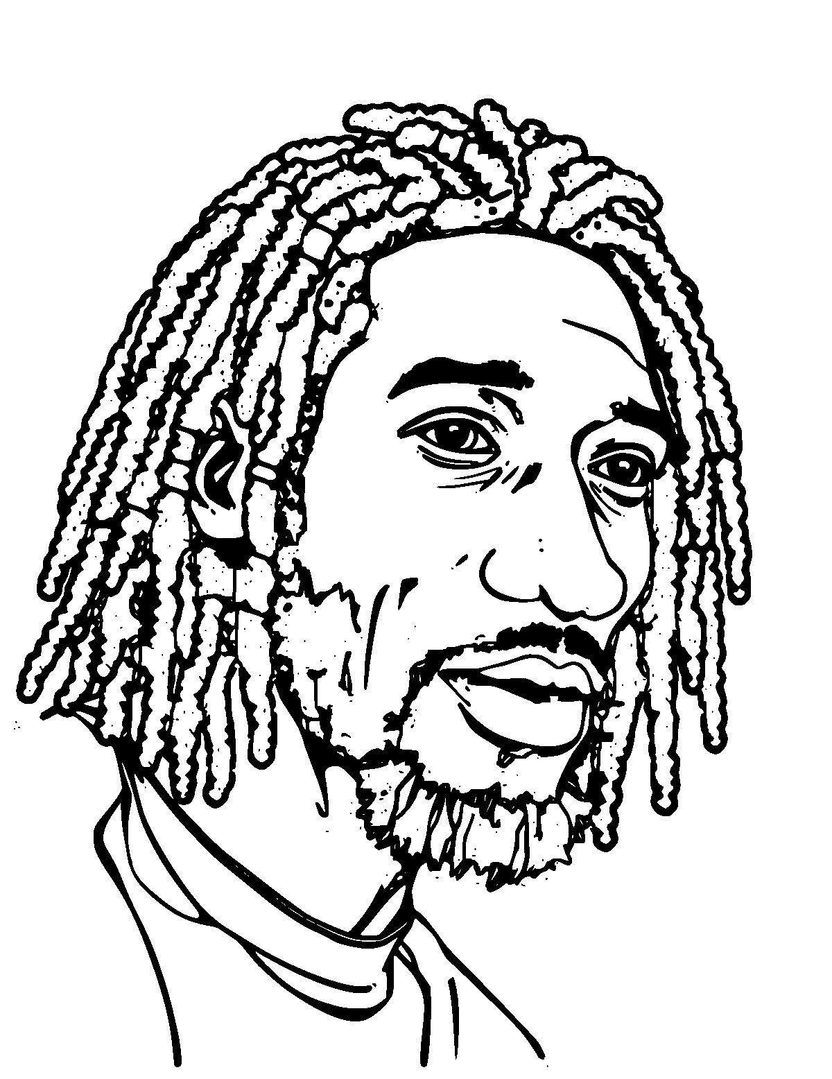 Line-art coloring page of Haile Gebrselassie, medium outlines, centered