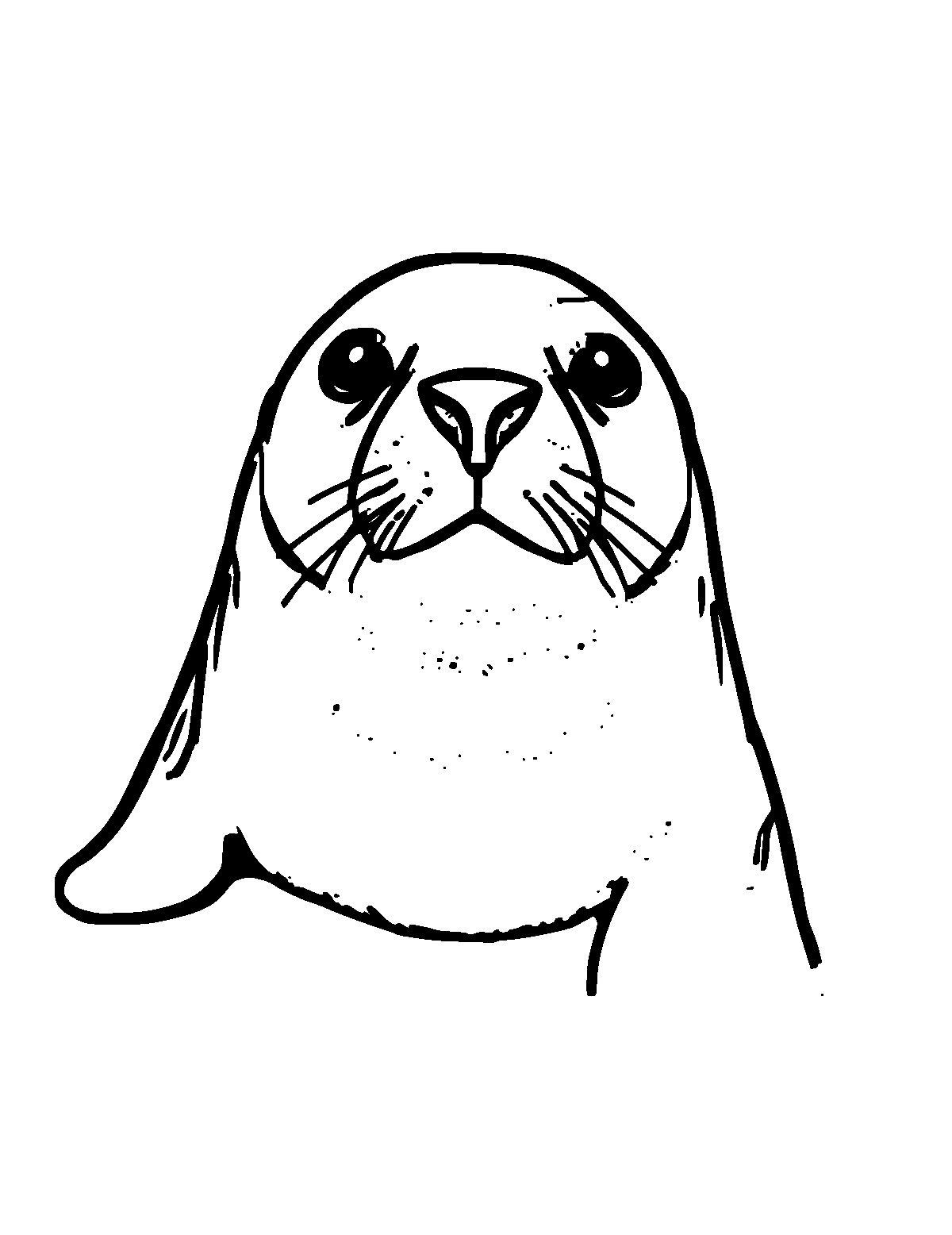 Line-art coloring page of Harbor Seal, thick outlines, centered