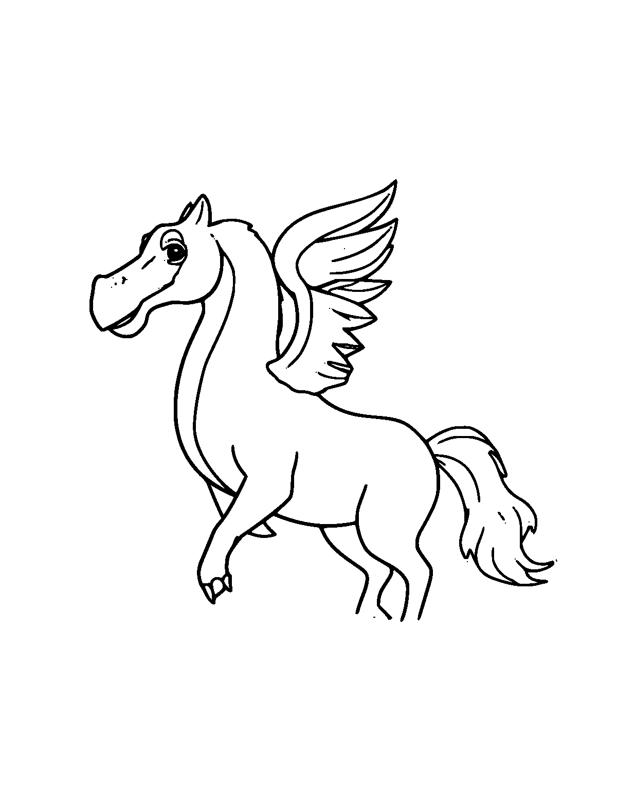 Line-art coloring page of Hippogriff, medium outlines, centered