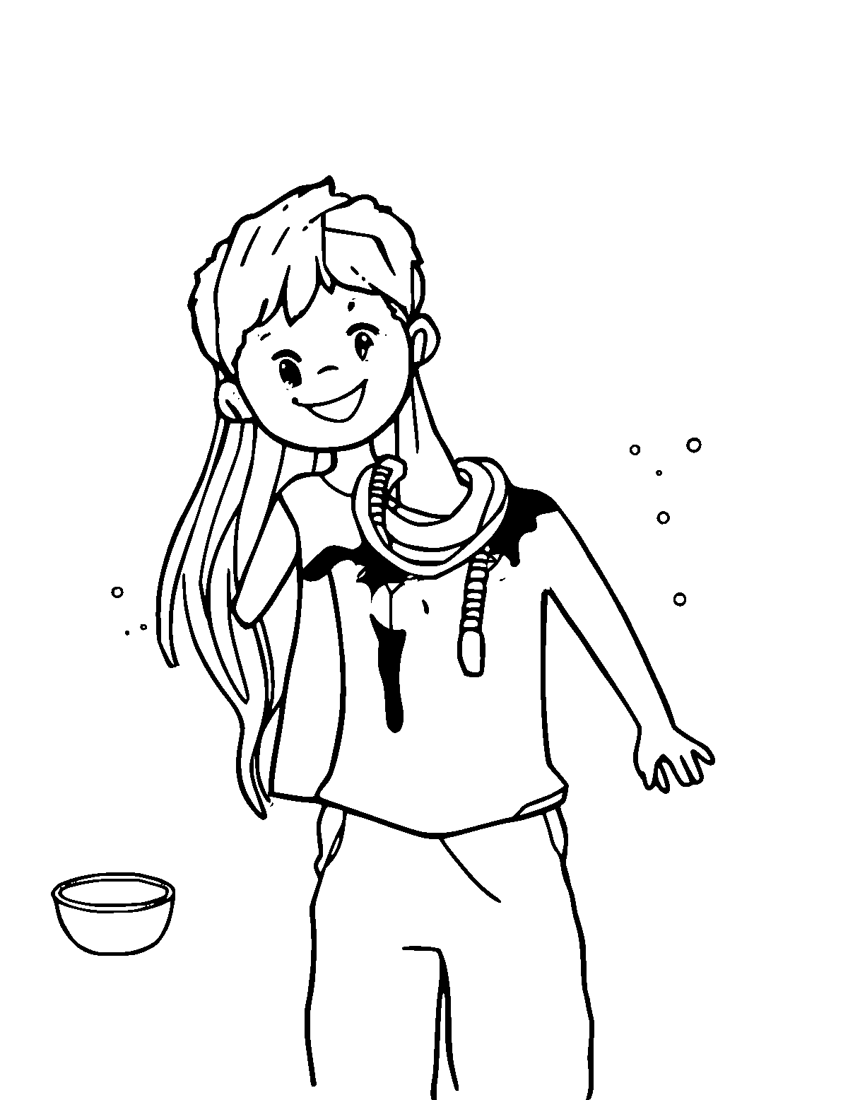 Line-art coloring page of Holi Festival of Colors, medium outlines, centered
