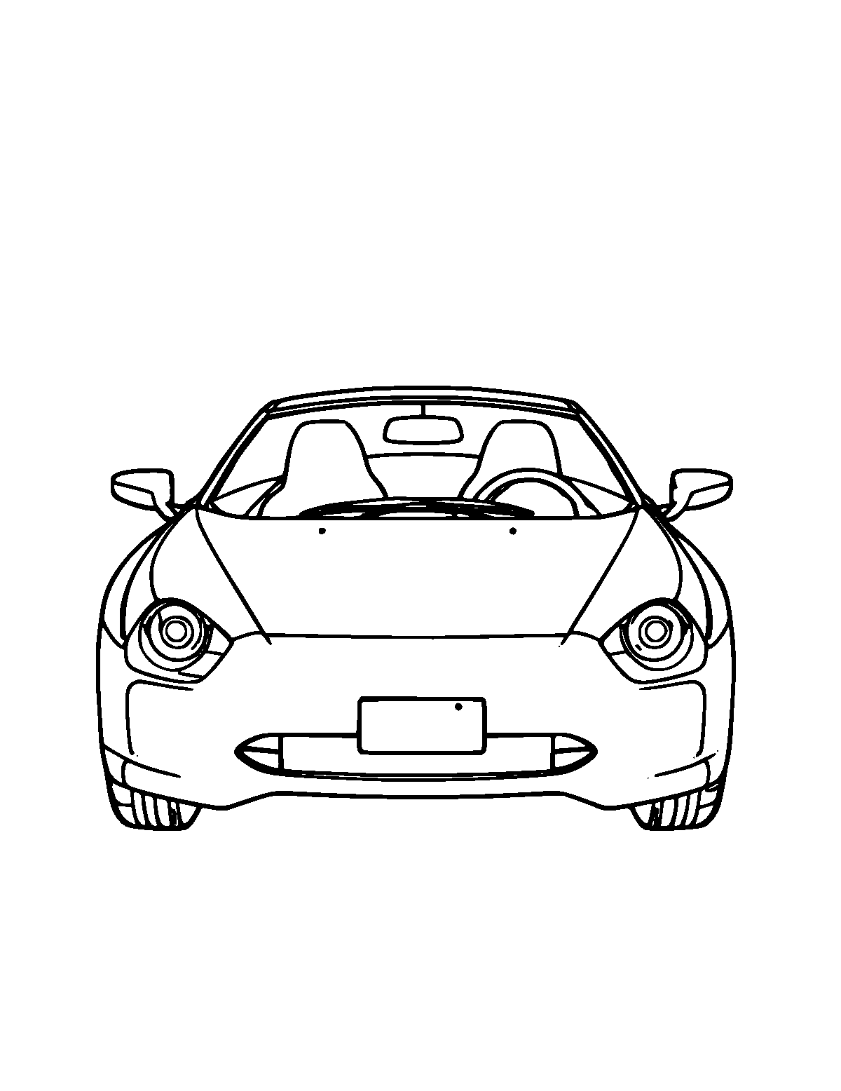 Line-art coloring page of Hybrid Car, medium outlines, centered