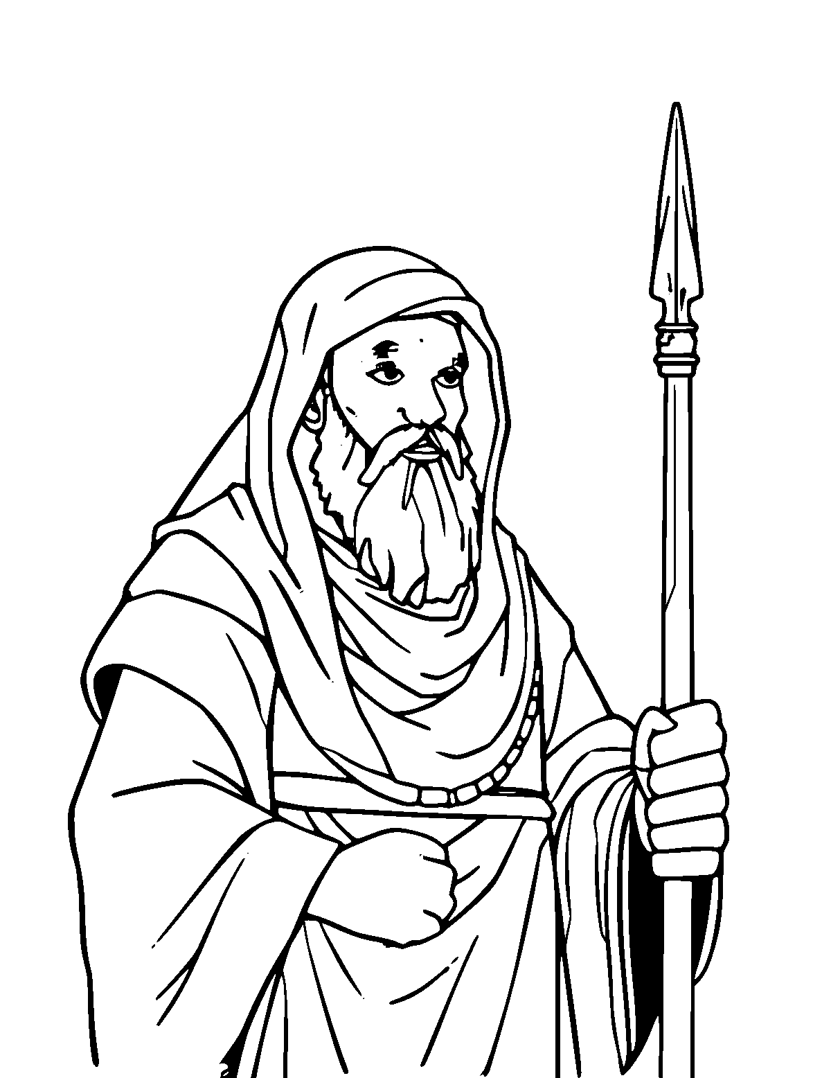 Line-art coloring page of Ibn Battuta, medium outlines, centered
