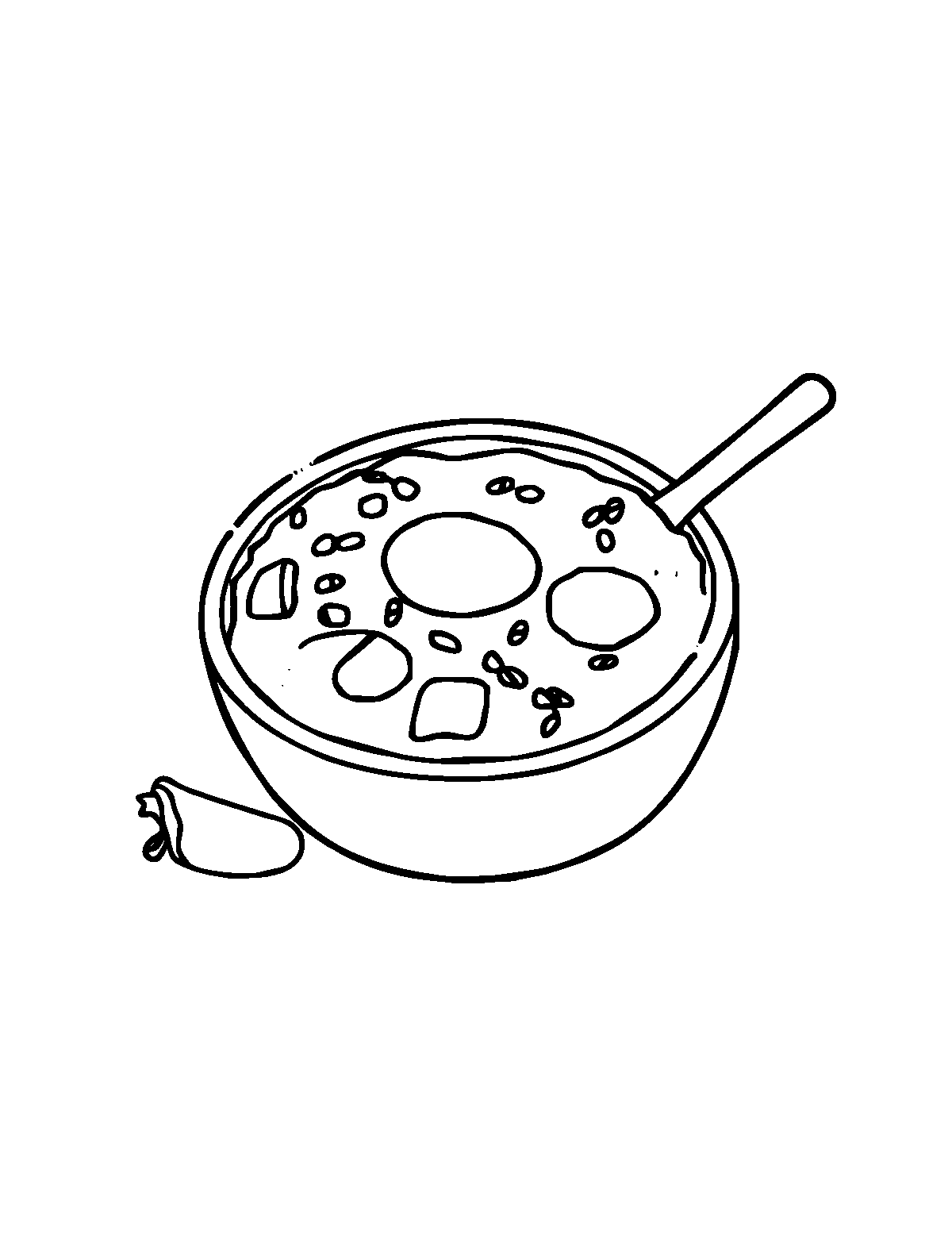 Line-art coloring page of Israeli Shakshuka, medium outlines, centered