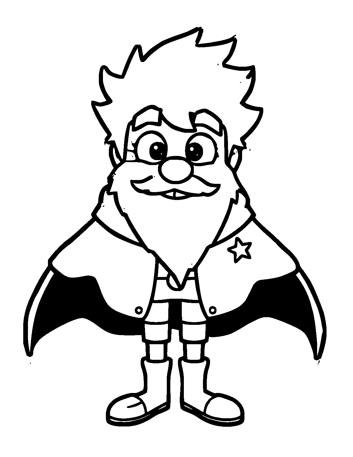 Line-art coloring page of Jack Frost, thick outlines, centered