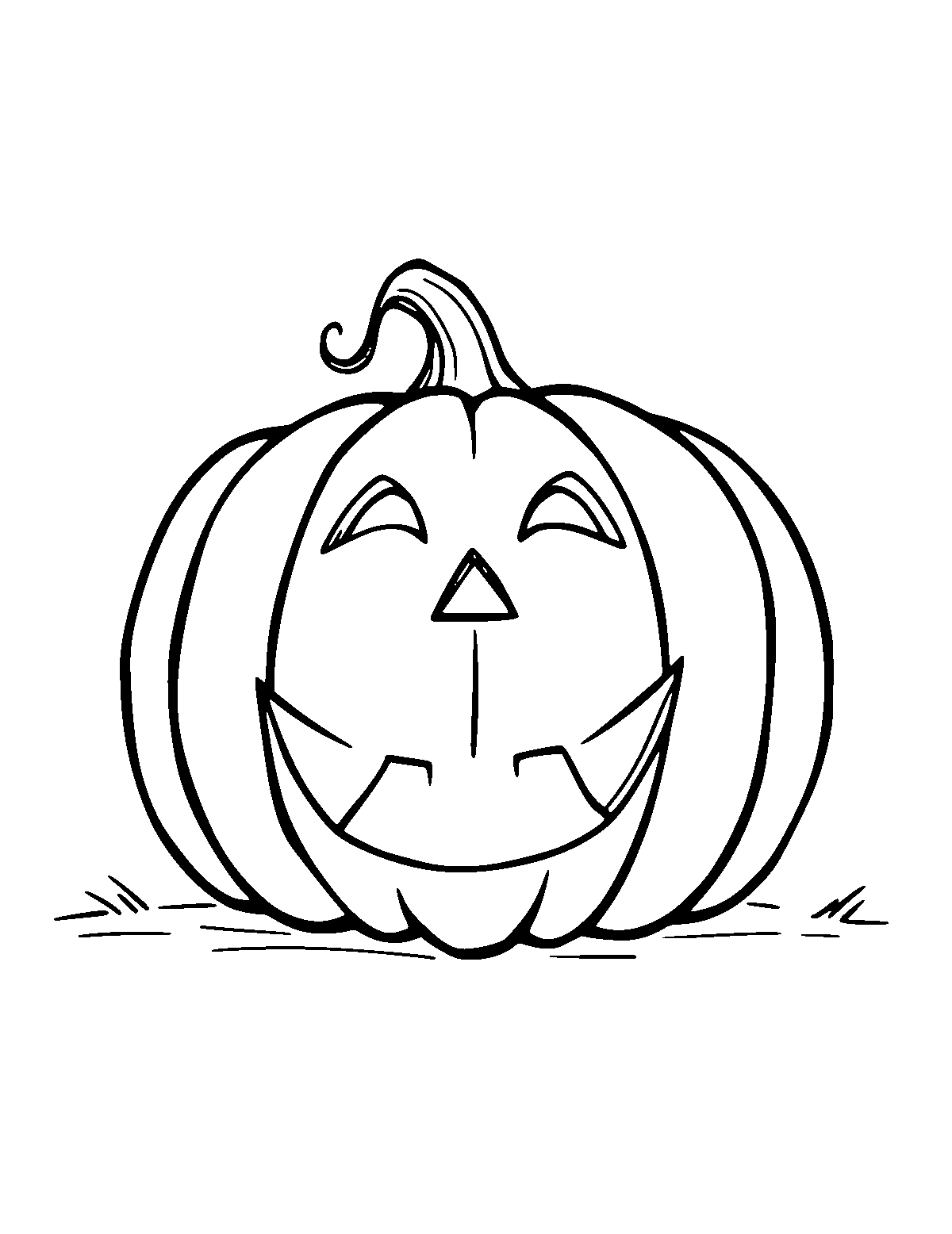 Line-art coloring page of Jack-o'-lantern, thick outlines, centered