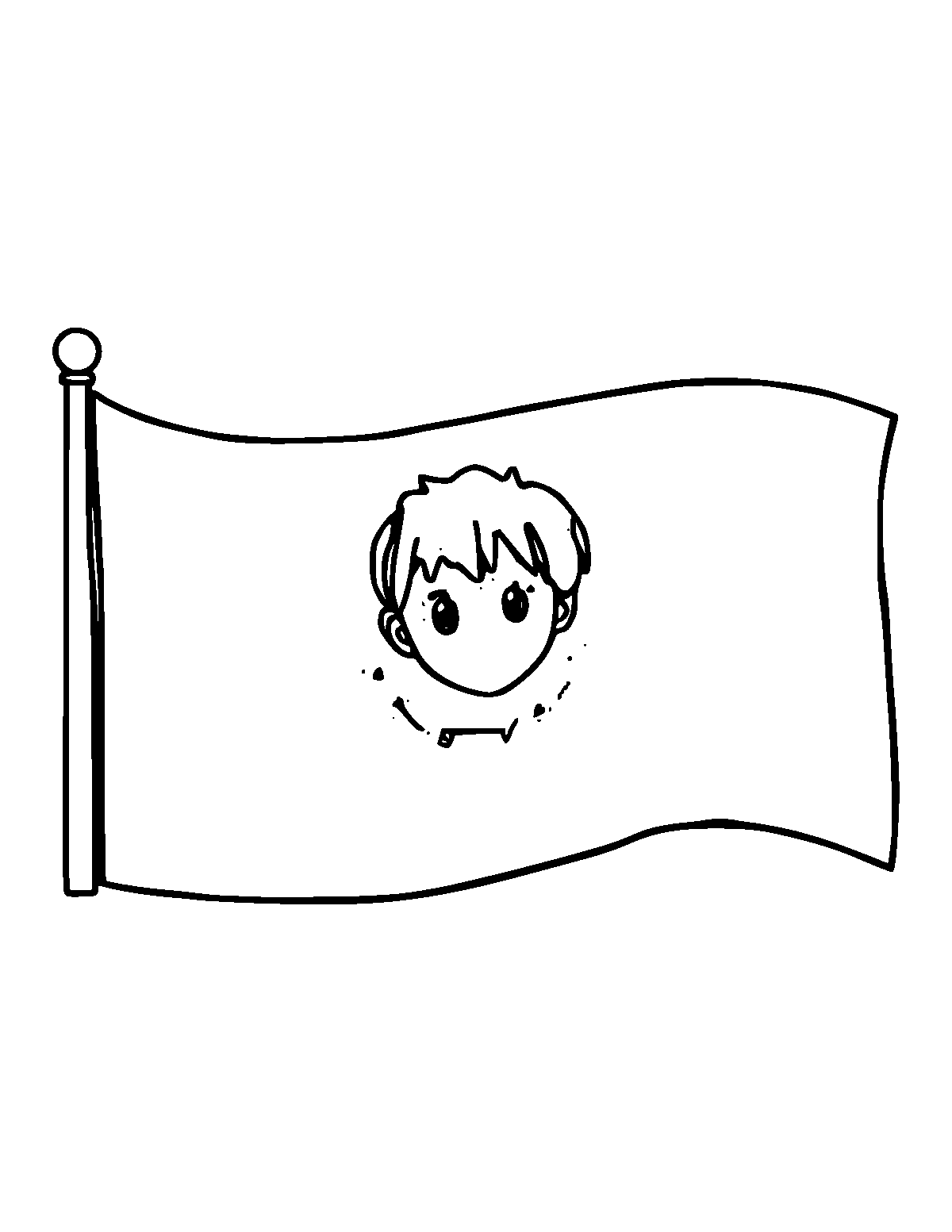 Line-art coloring page of Japanese Flag, medium outlines, centered