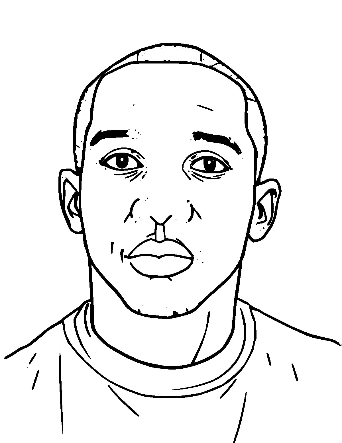 Line-art coloring page of Jesse Owens, medium outlines, centered