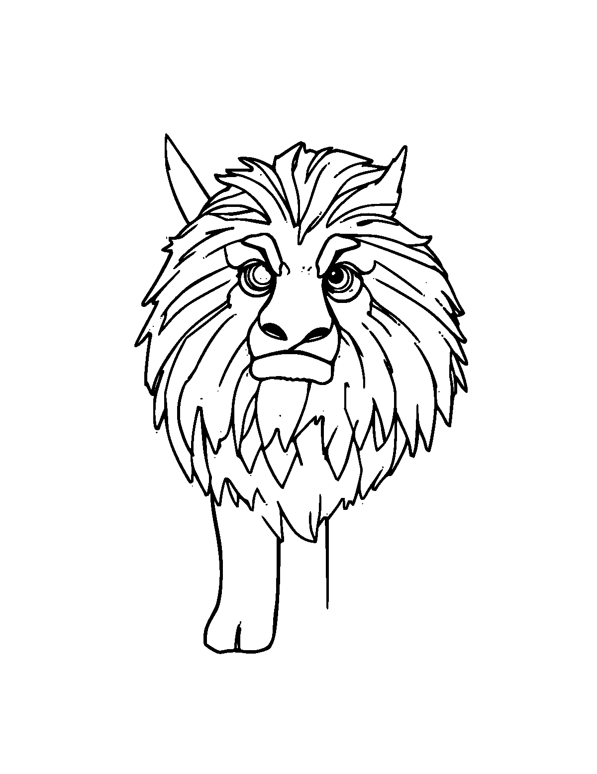 Line-art coloring page of Joaquin Torres-Garcia, medium outlines, centered