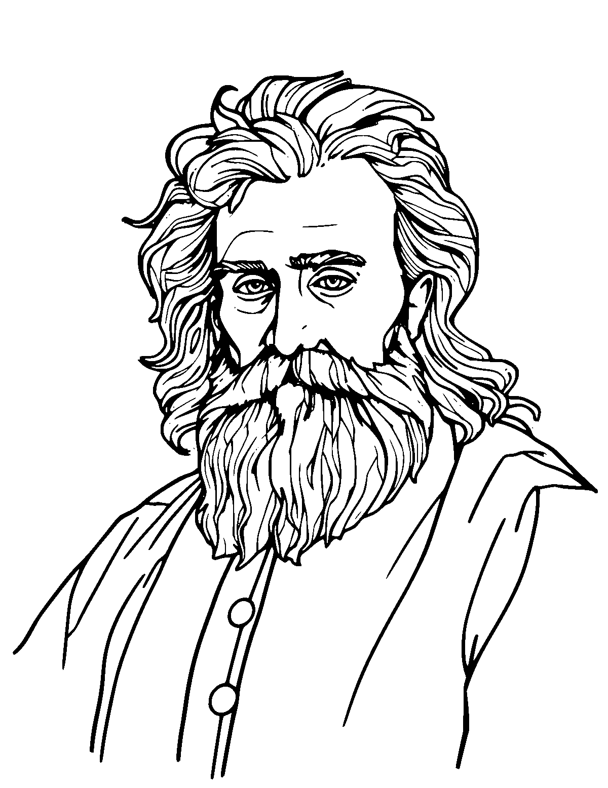 Line-art coloring page of Johannes Kepler, medium outlines, centered
