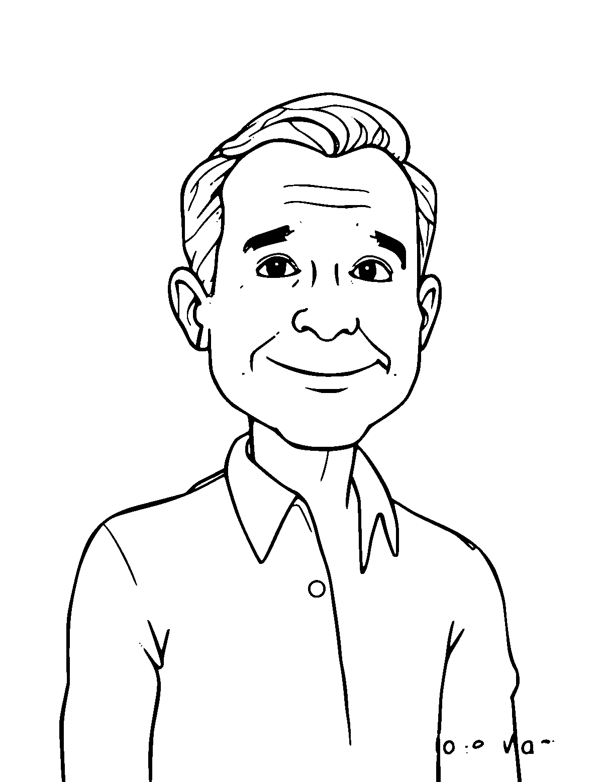 Line-art coloring page of Jose Marti, medium outlines, centered