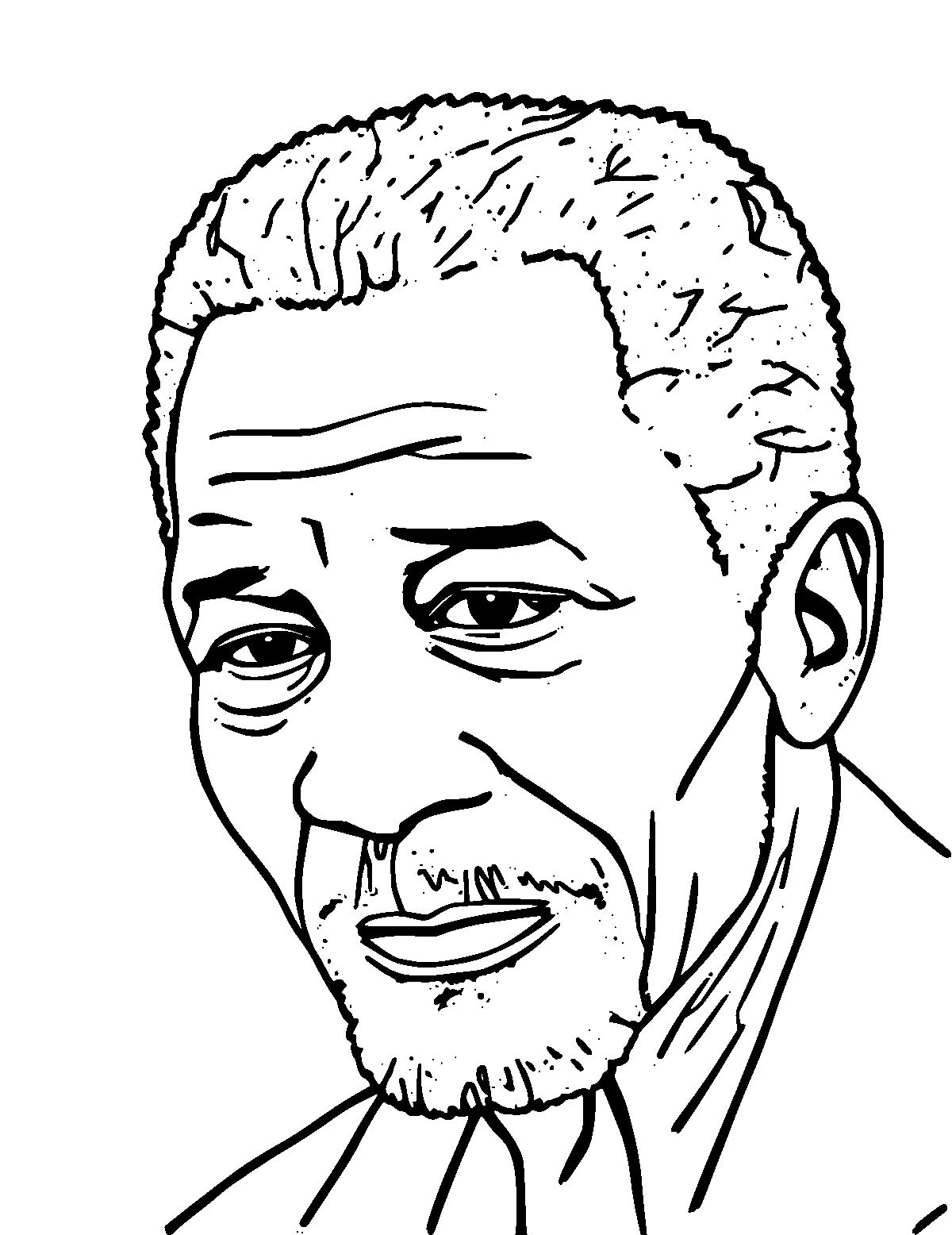 Line-art coloring page of Kofi Annan, medium outlines, centered