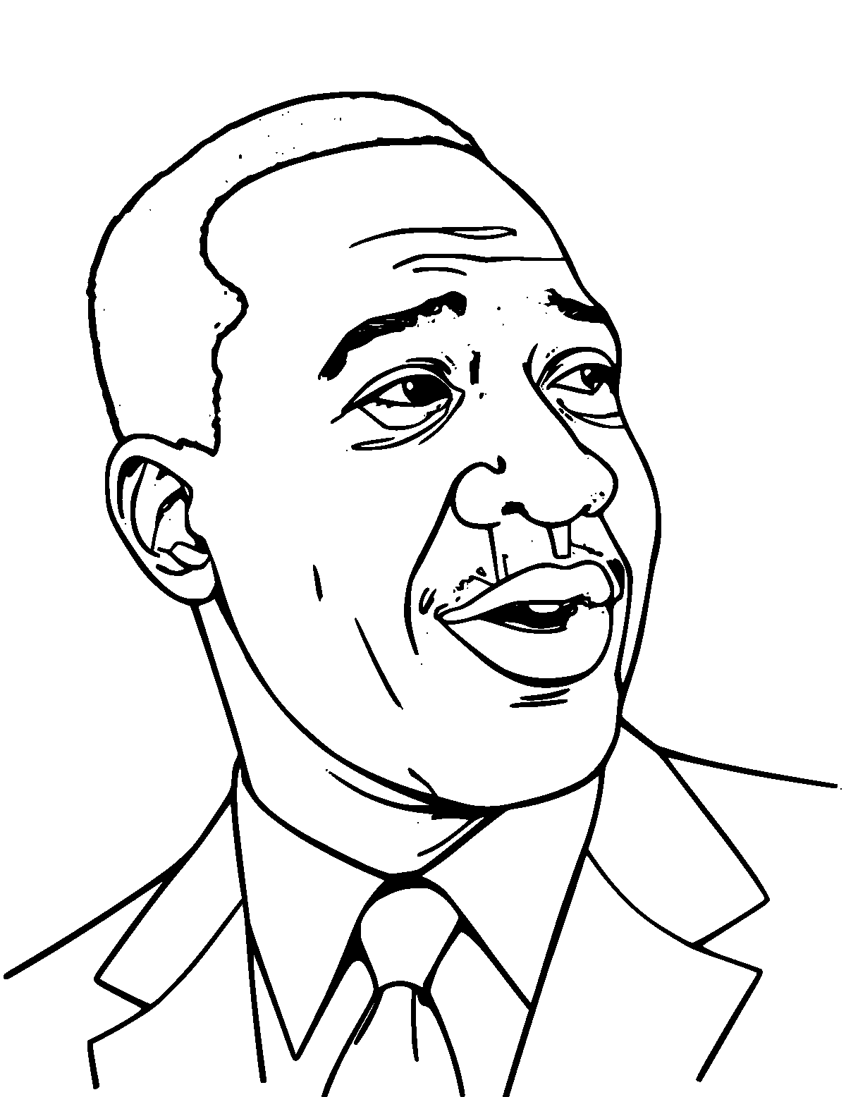Line-art coloring page of Langston Hughes, medium outlines, centered