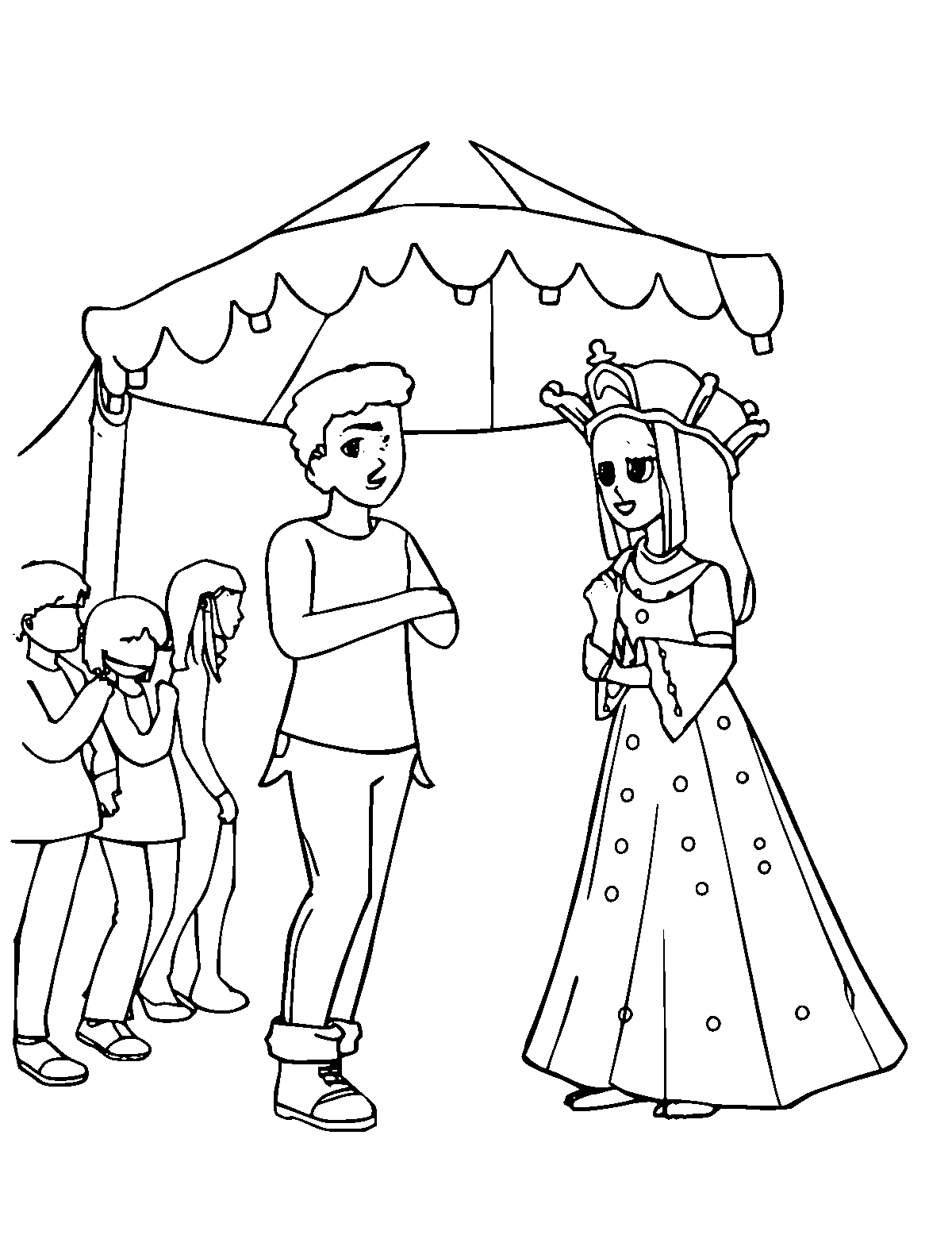 Line-art coloring page of Las Fallas Festival, medium outlines, centered