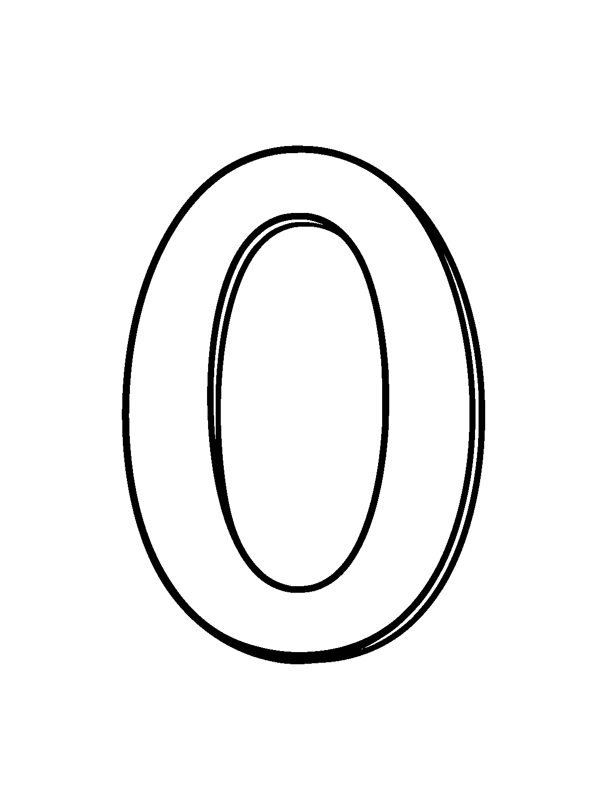 Line-art coloring page of Letter O, thick outlines, centered