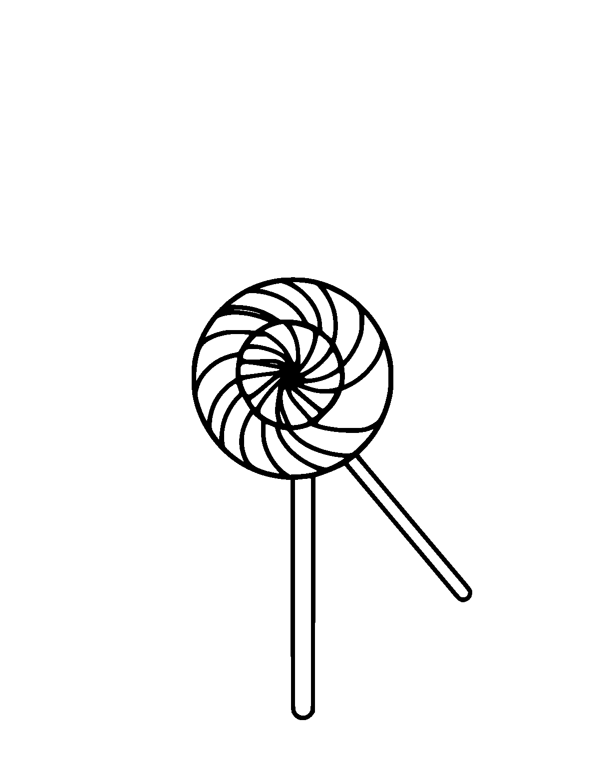 Line-art coloring page of Lollipop, thick outlines, centered