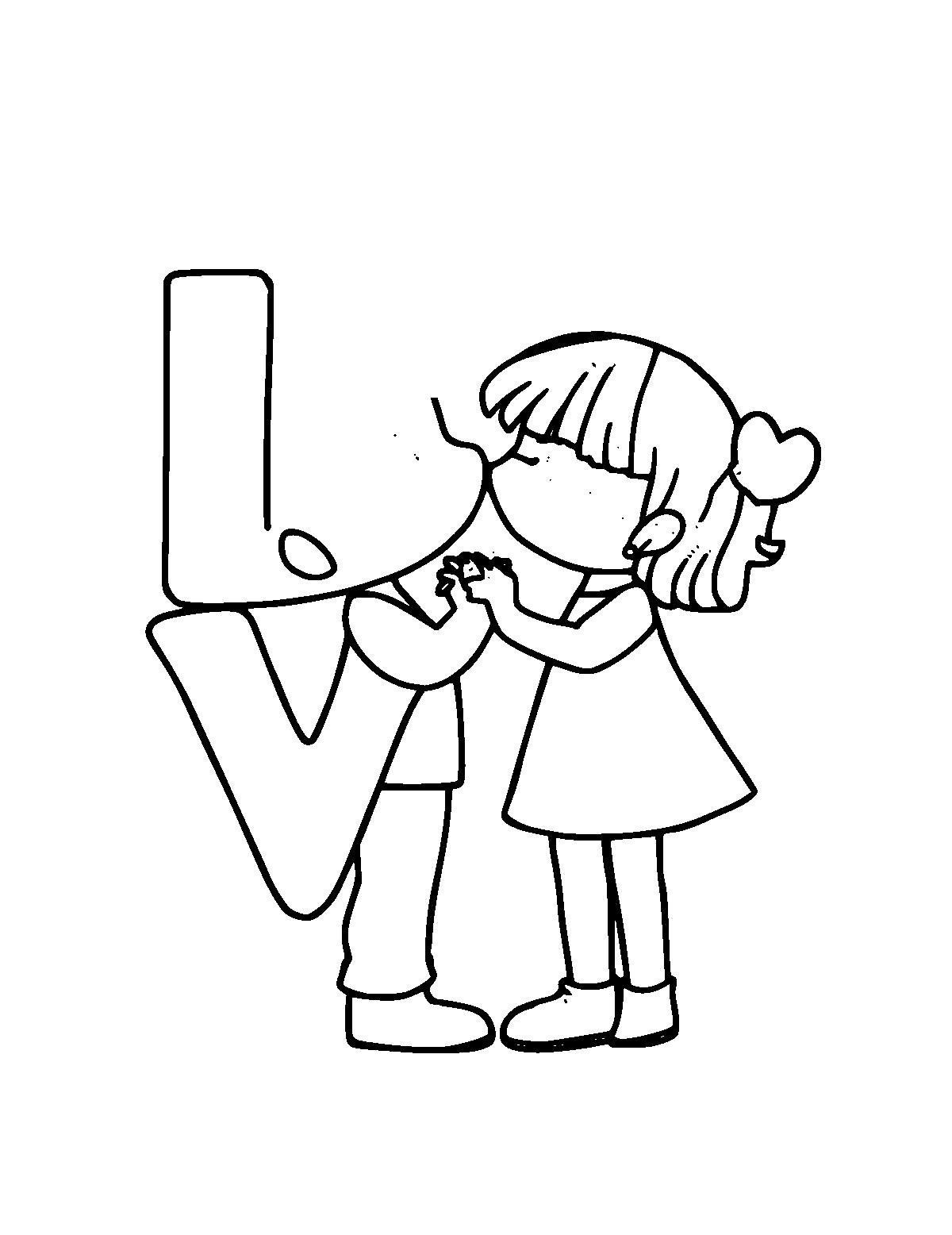 Line-art coloring page of Love, medium outlines, centered