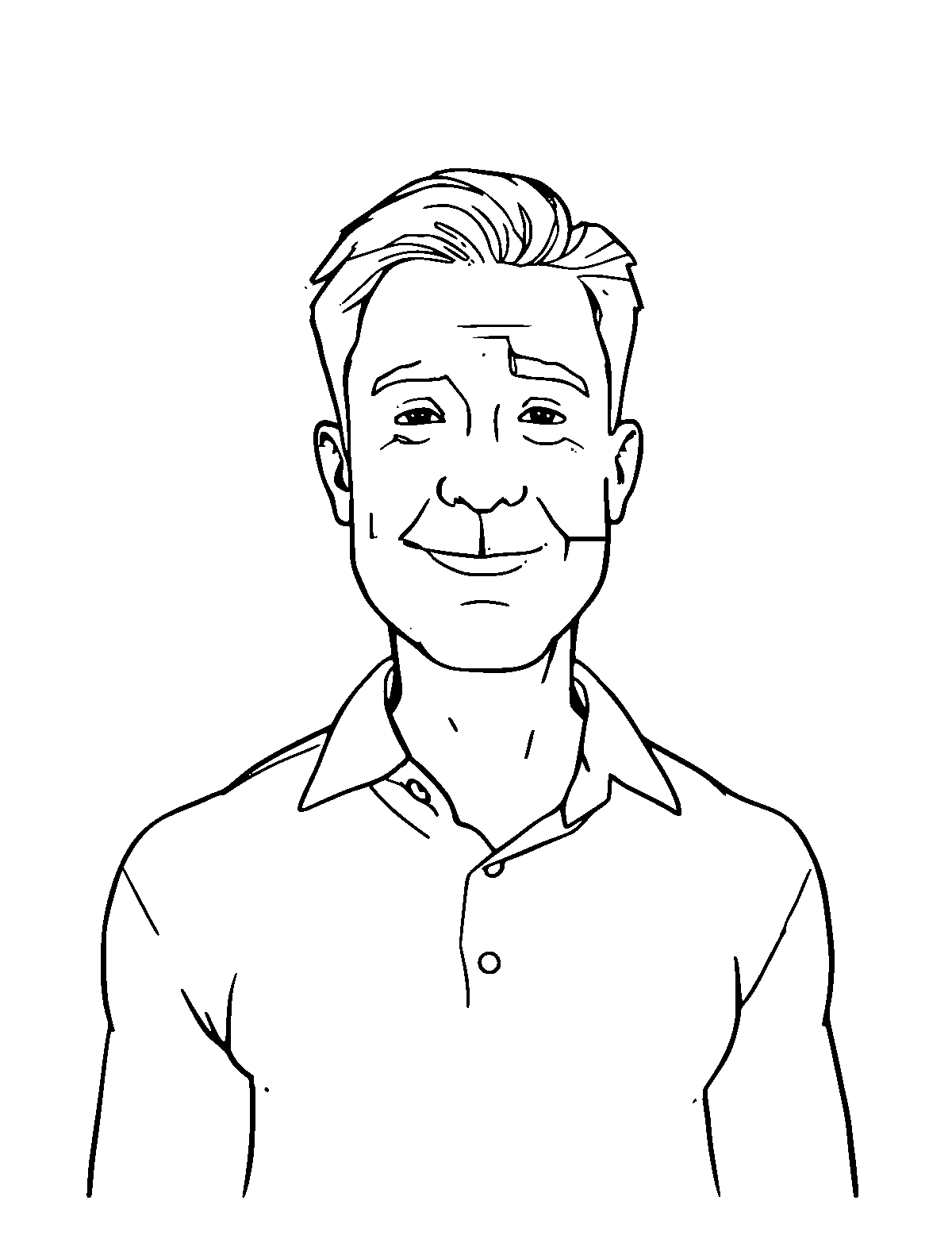 Line-art coloring page of Man, medium outlines, centered