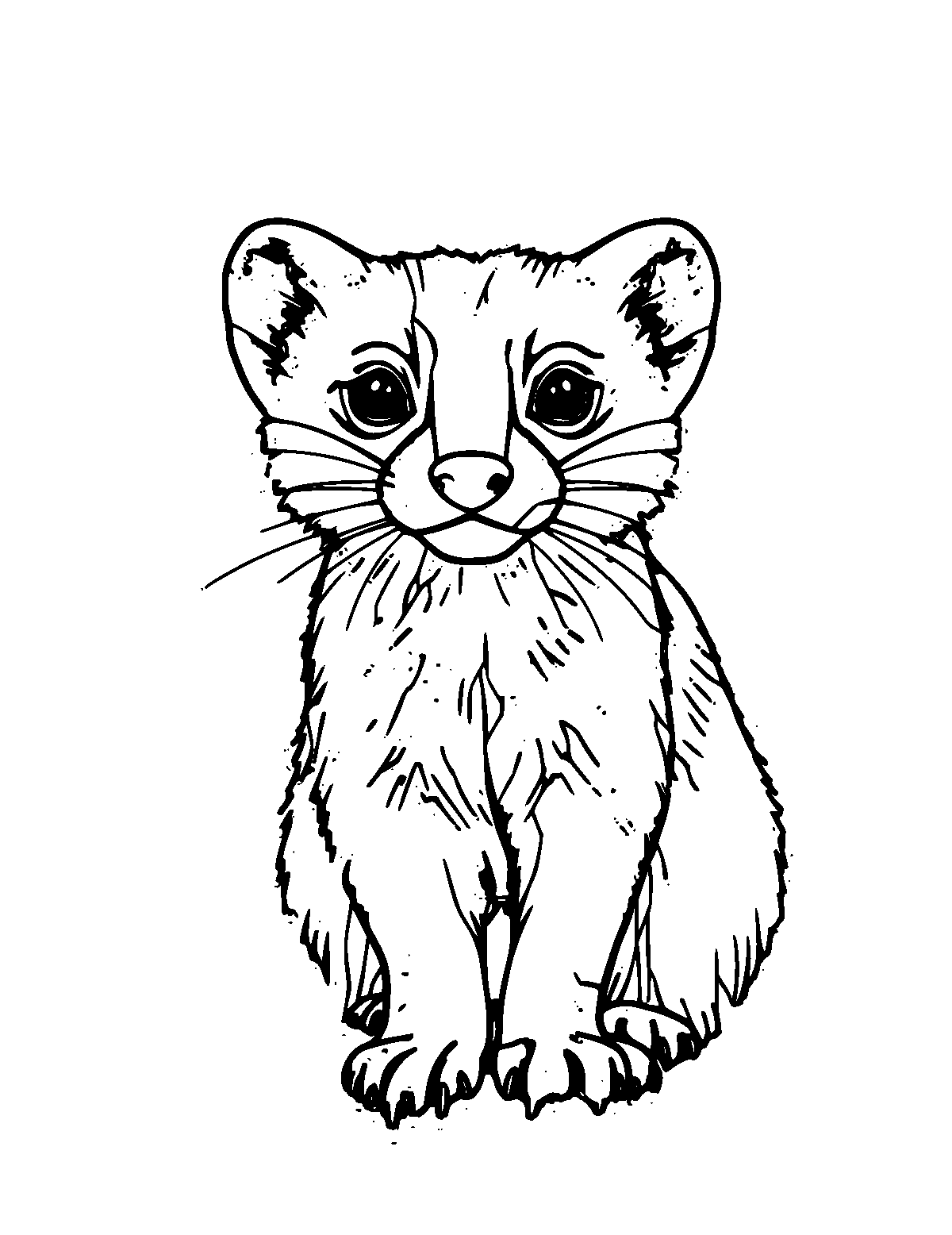Line-art coloring page of Marten, medium outlines, centered