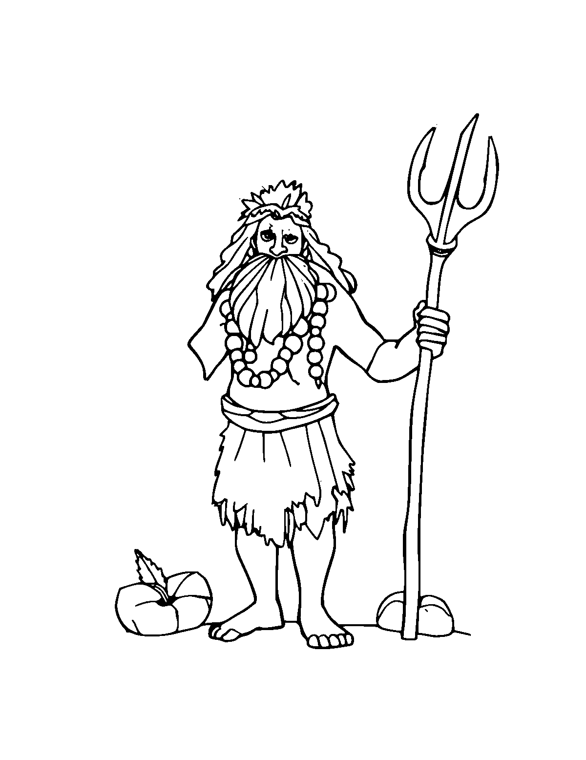 Line-art coloring page of Maui the Demigod, medium outlines, centered
