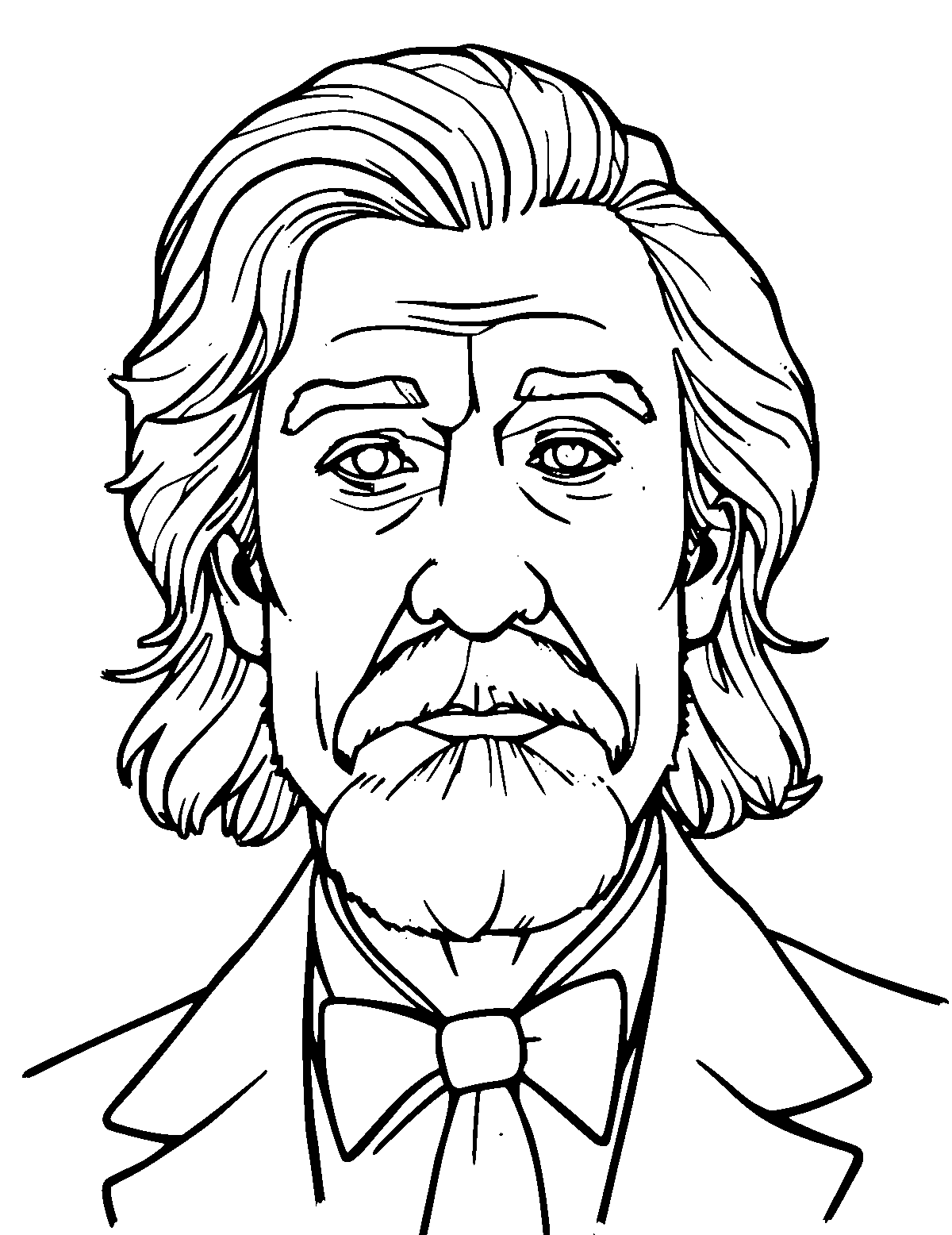 Line-art coloring page of Max Planck, medium outlines, centered