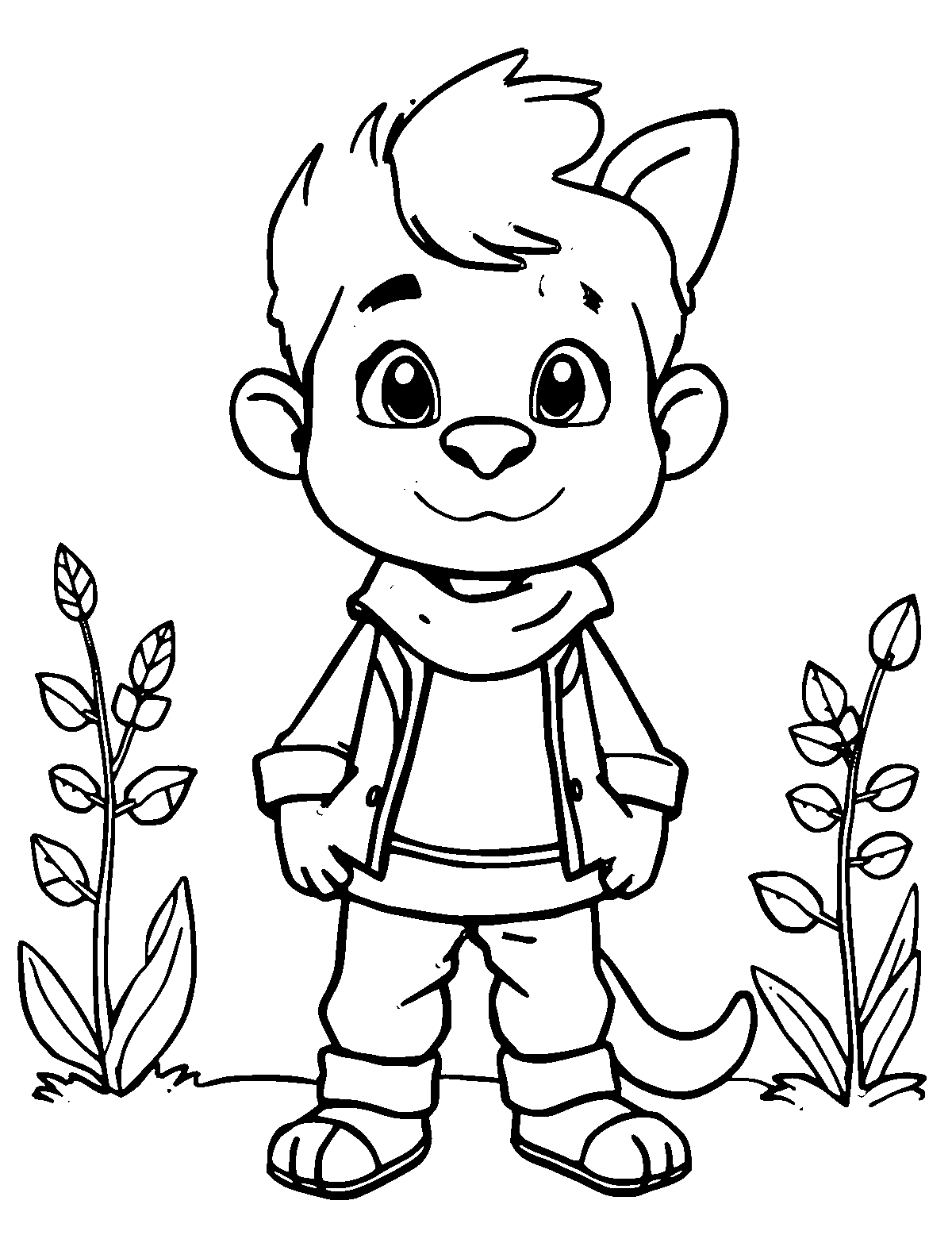 Line-art coloring page of Max Verstappen, medium outlines, centered